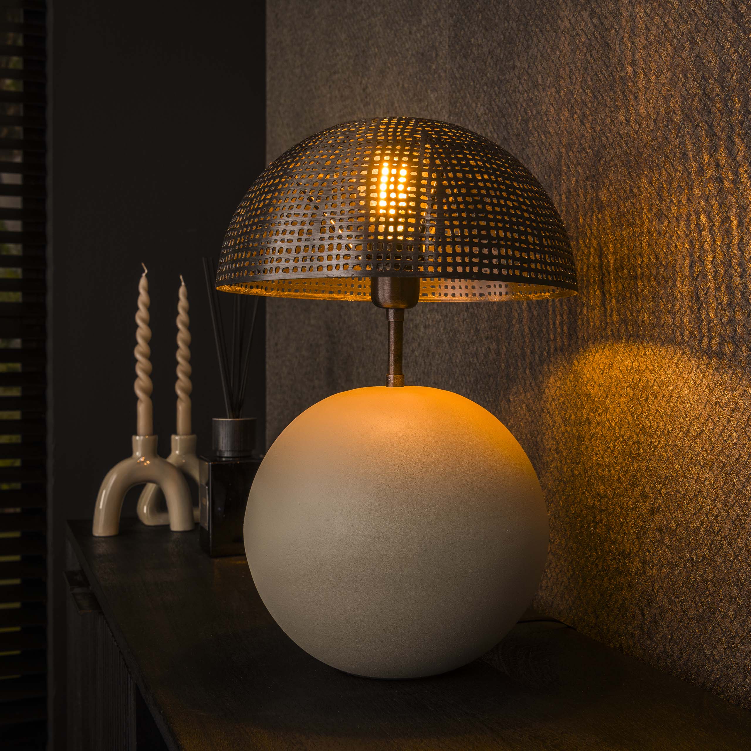 Table lamp 1L sphere natural / Natural gray