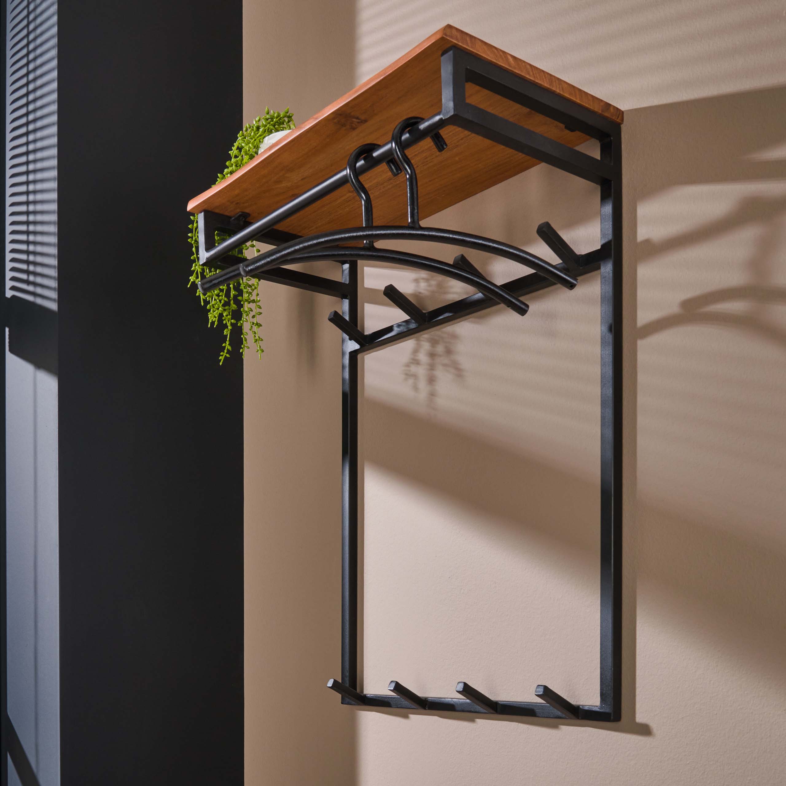 Appendiabiti personalizzato alto 2x4 ganci / Acacia massiccia naturale