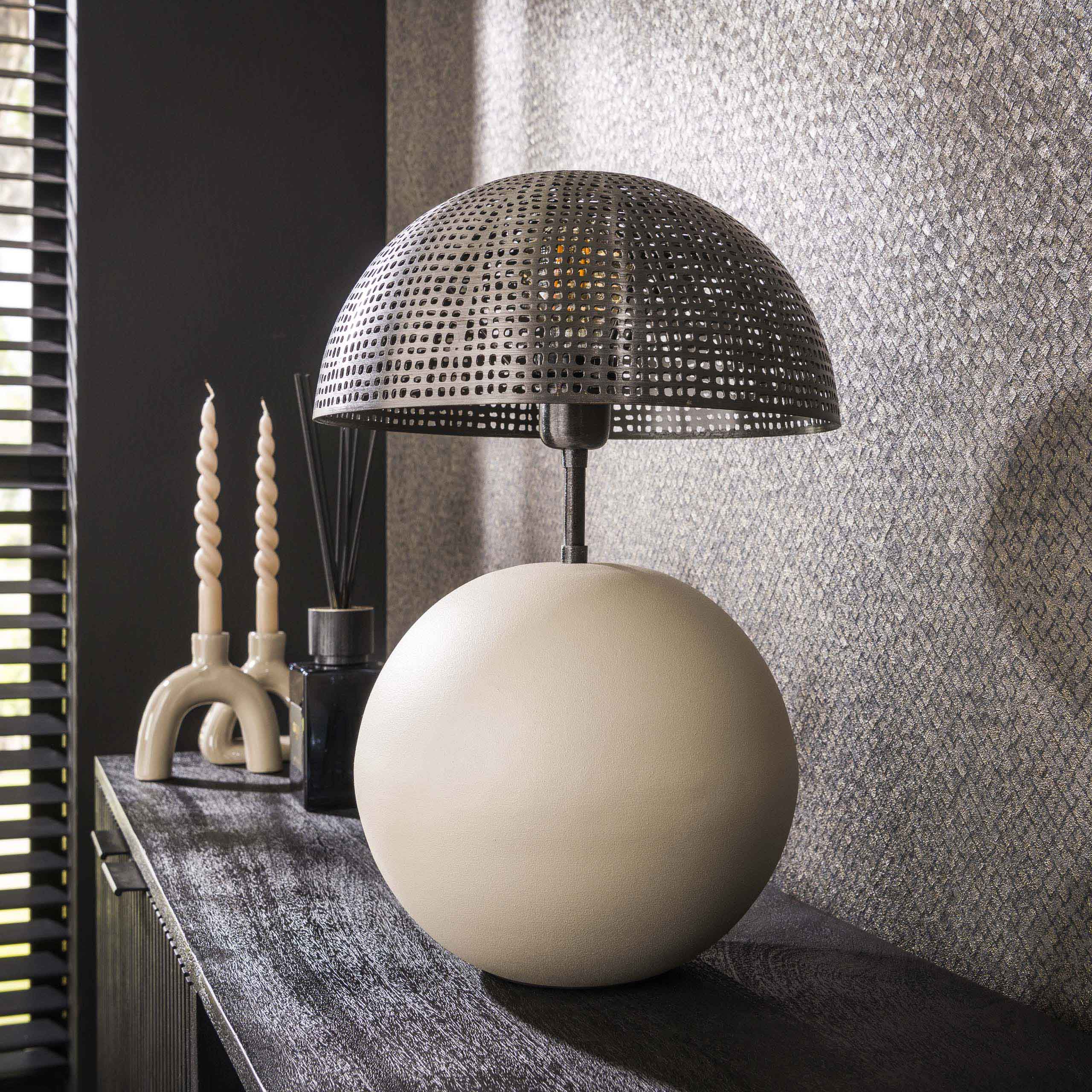 Table lamp 1L sphere natural / Natural gray