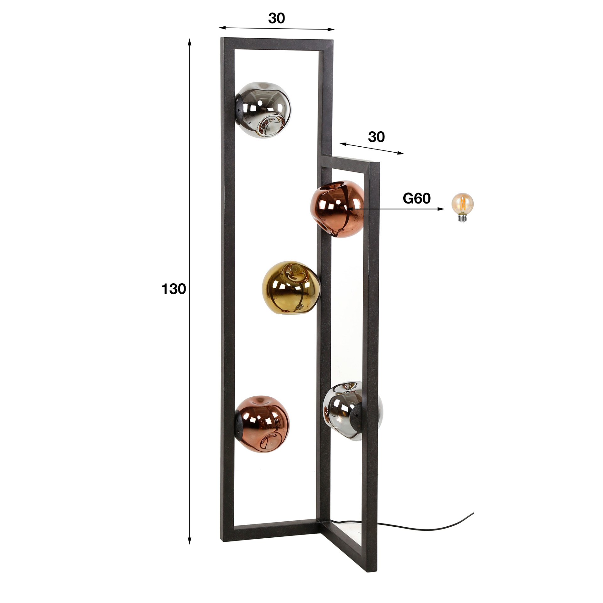 Lampada da terra Stellar 5 luci Artic nero