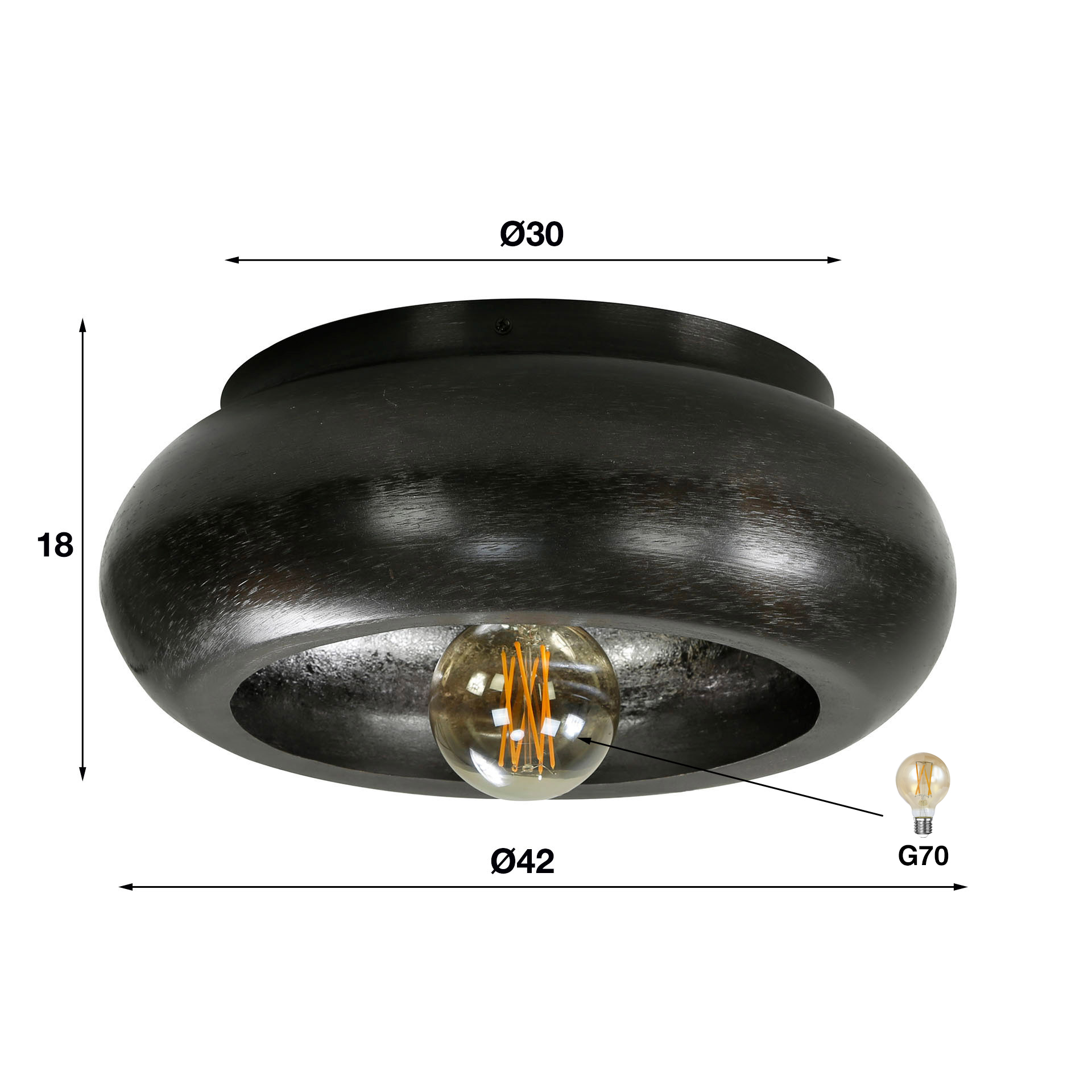 Ceiling lamp sky Ø42 / Black nickel