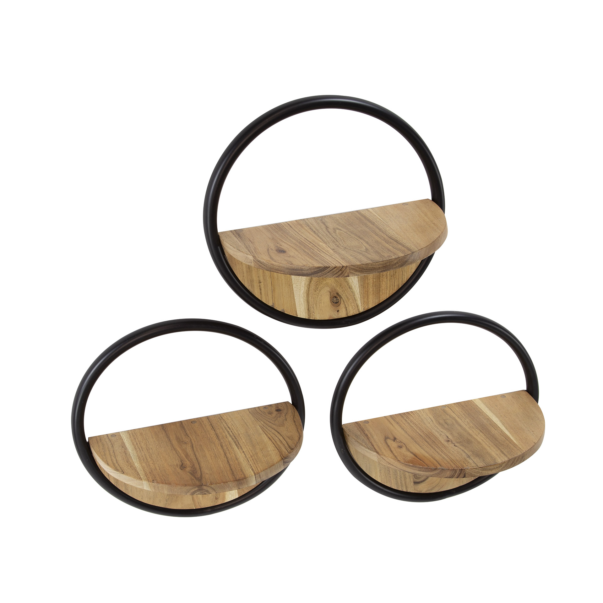 Wall shelf Round set of 3 - Solid acacia
