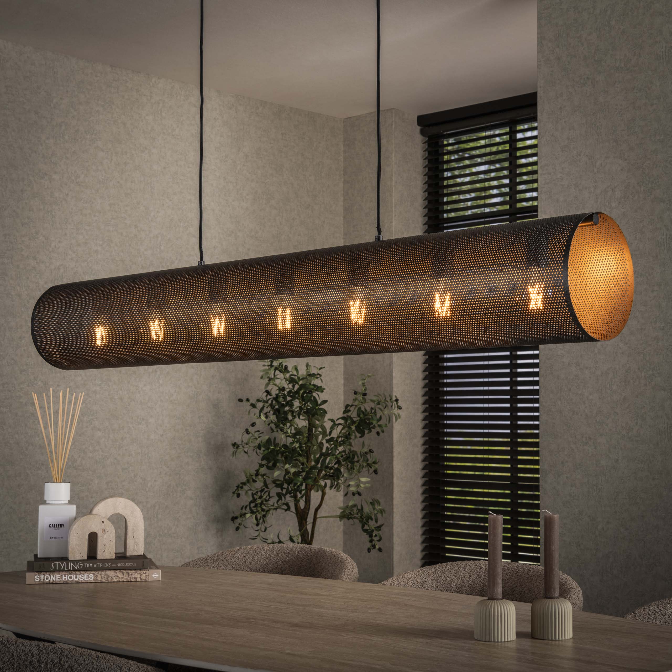 Lampada a sospensione Tubon Mesh 7 luci Artic nero