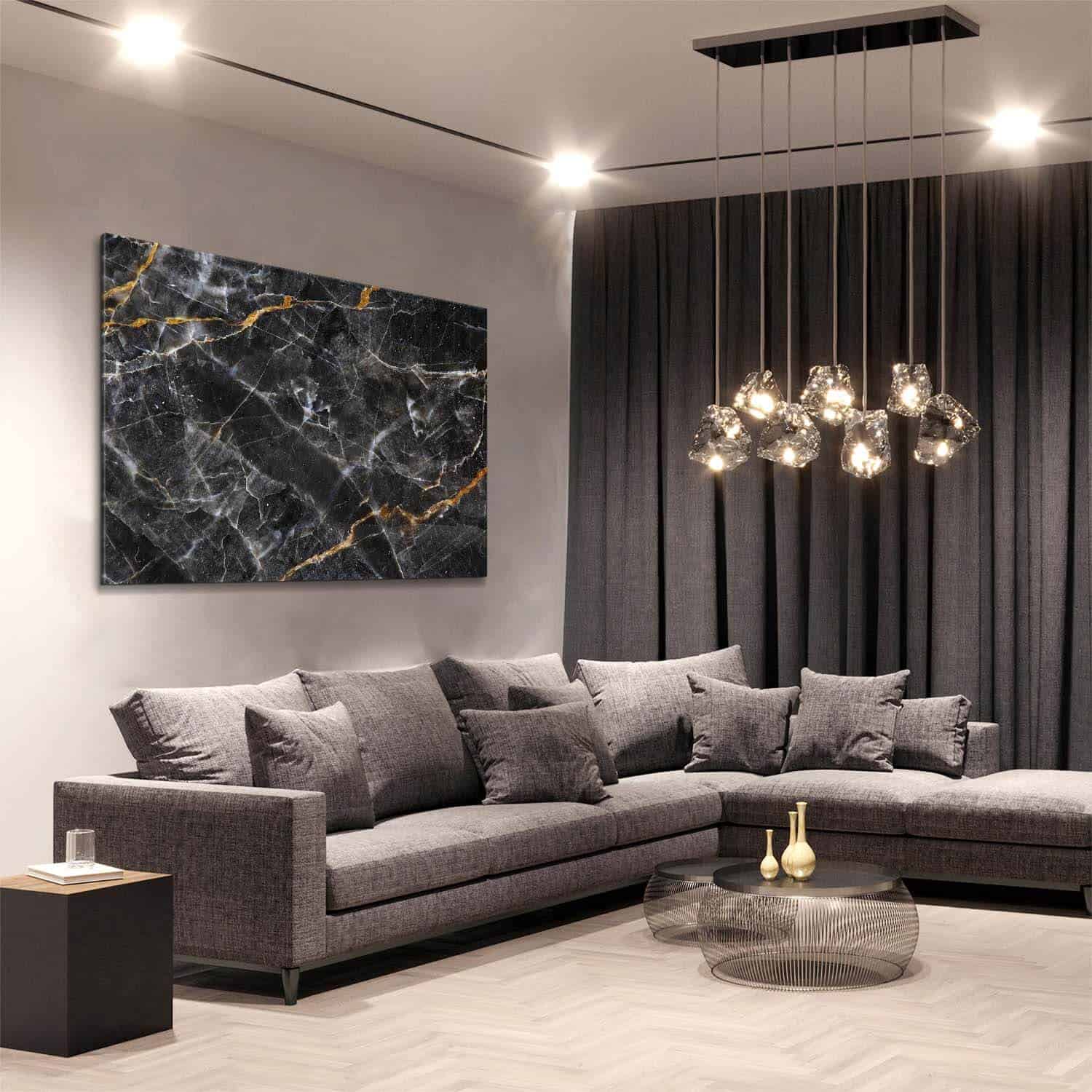 Black,  White & Gold Stone – Glass