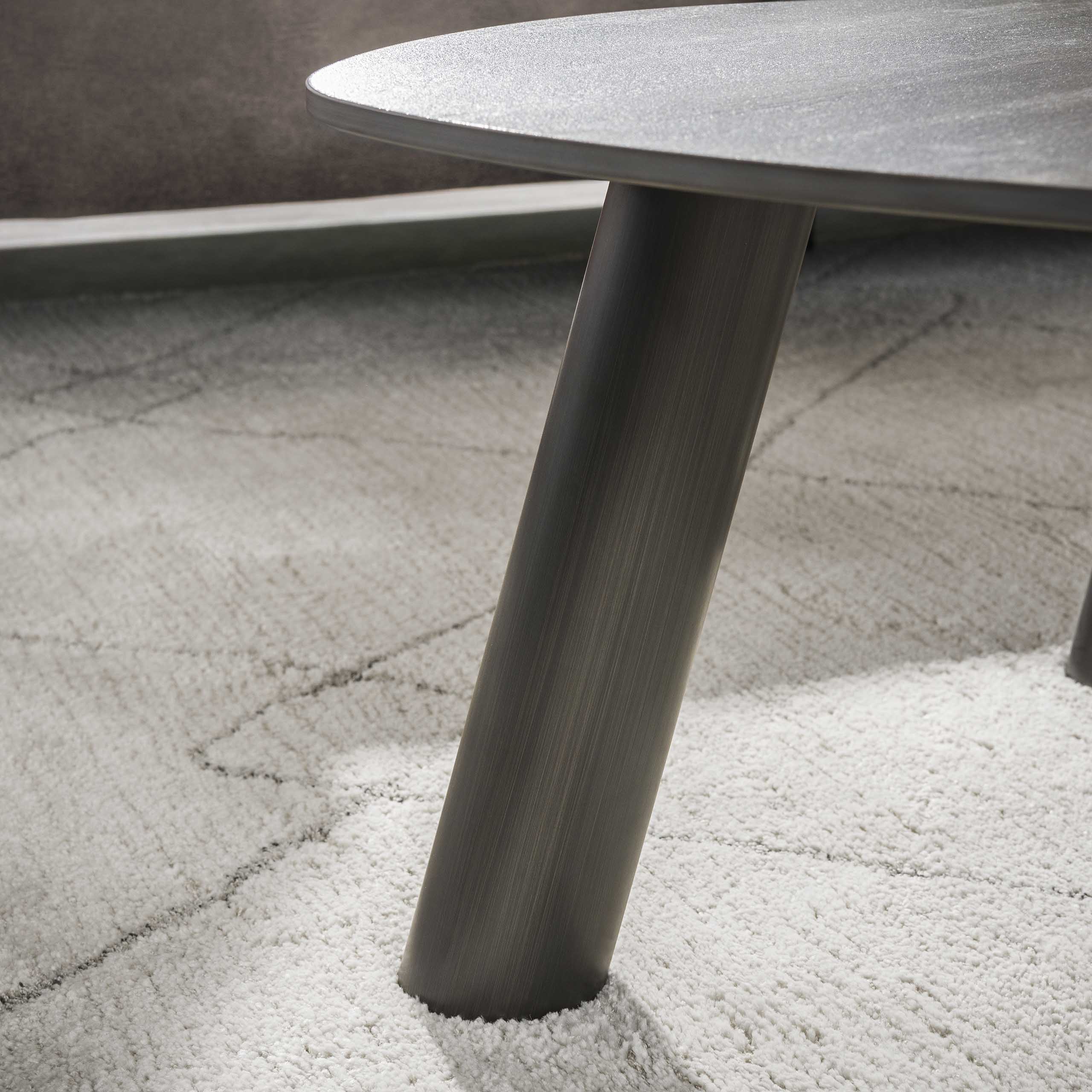 Tavolino Twin Log 3D in ceramica travertino - Set di 2