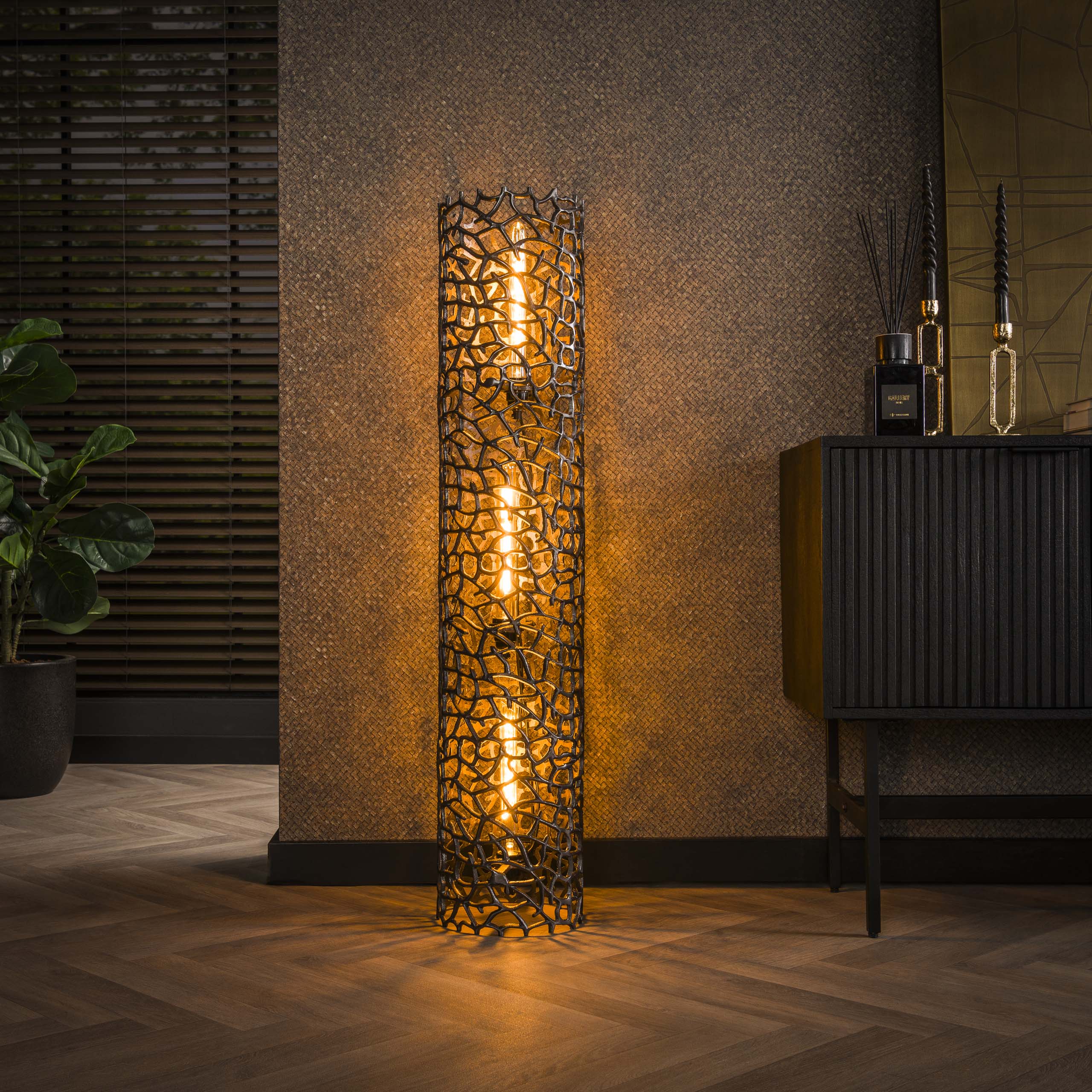 Lampada da terra Weaver XL a 3 luci - Nichel nero