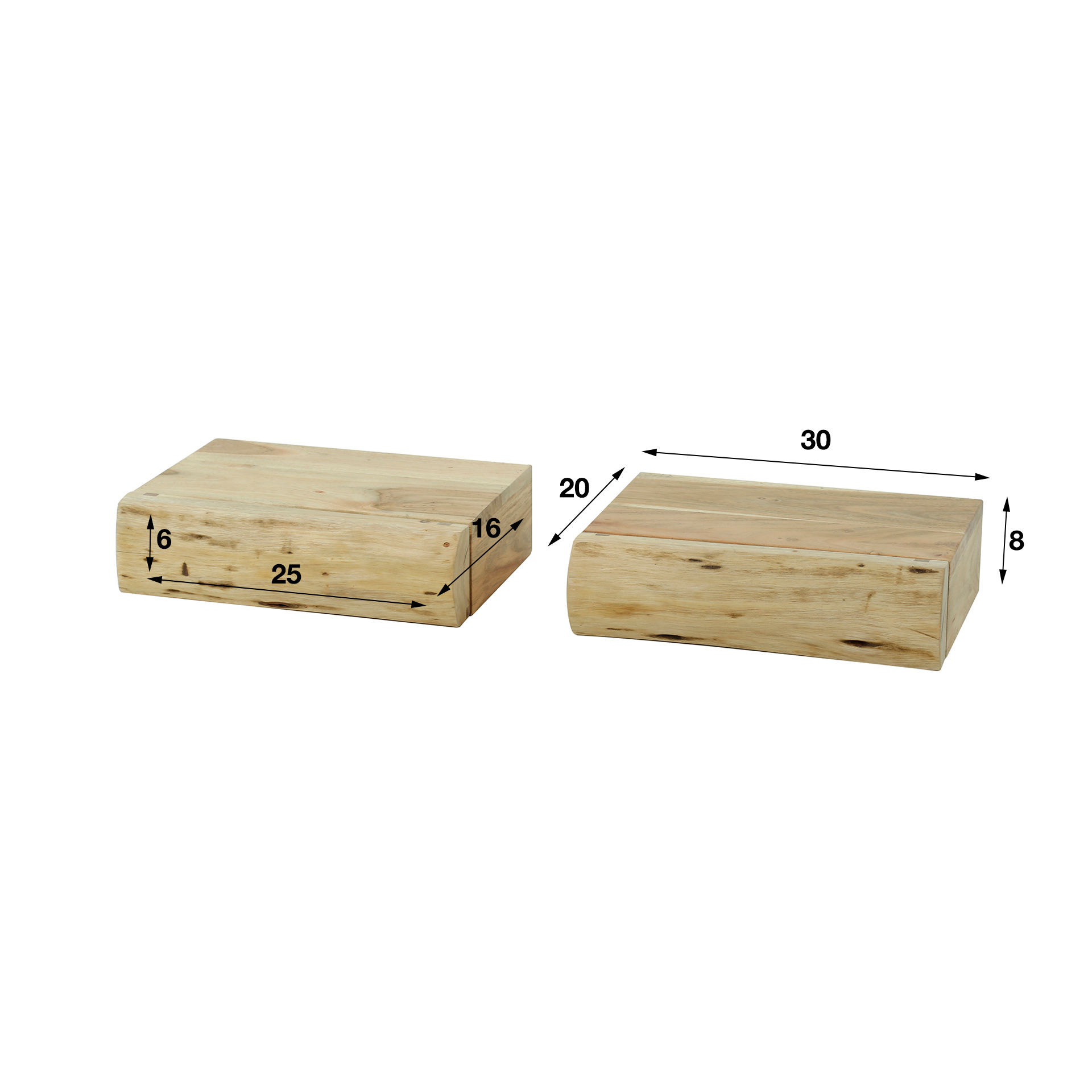 Comodino Tree XS 1 cassetto - set di 2 - Acacia massiccia