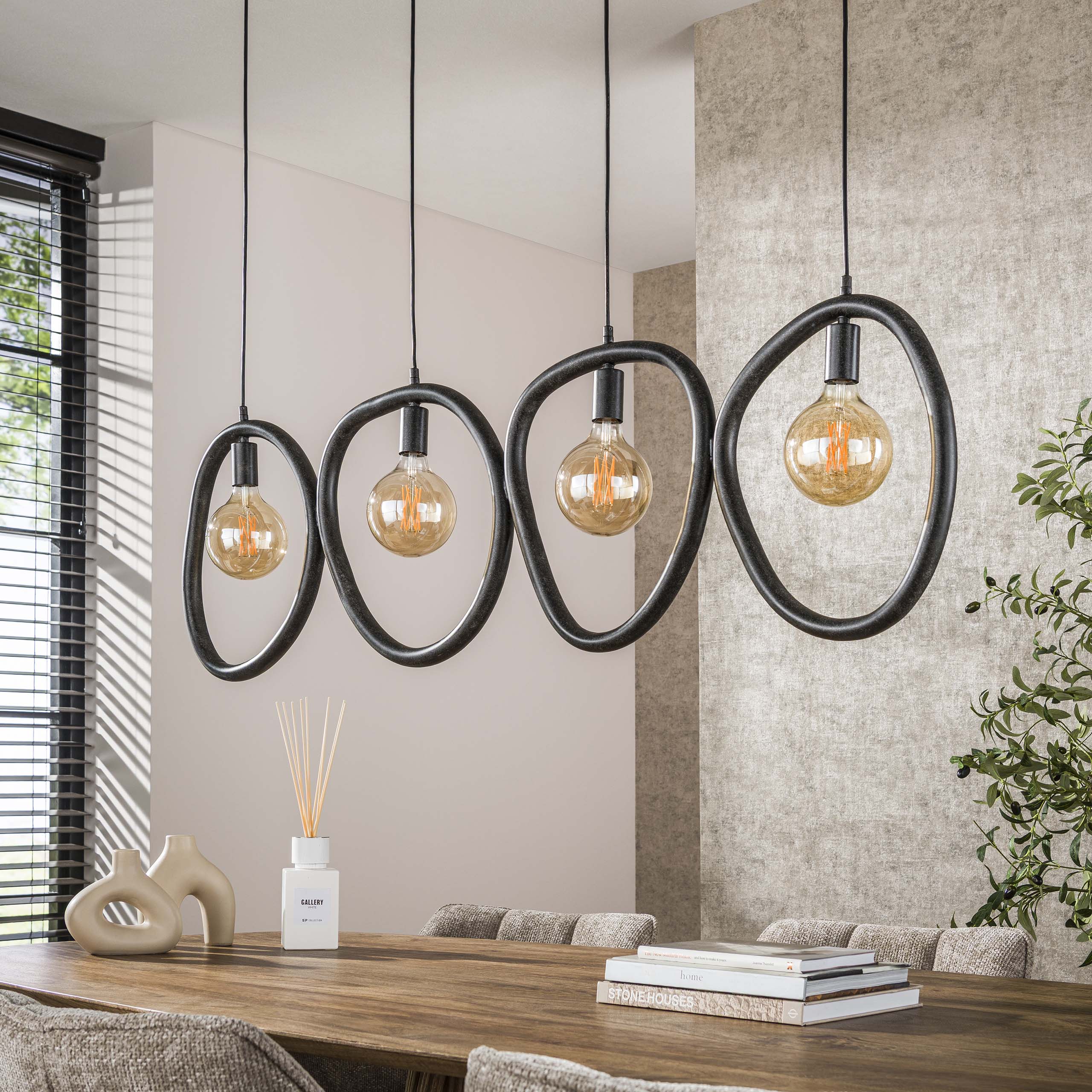 Hanging lamp Pebble 4-light - Artic black