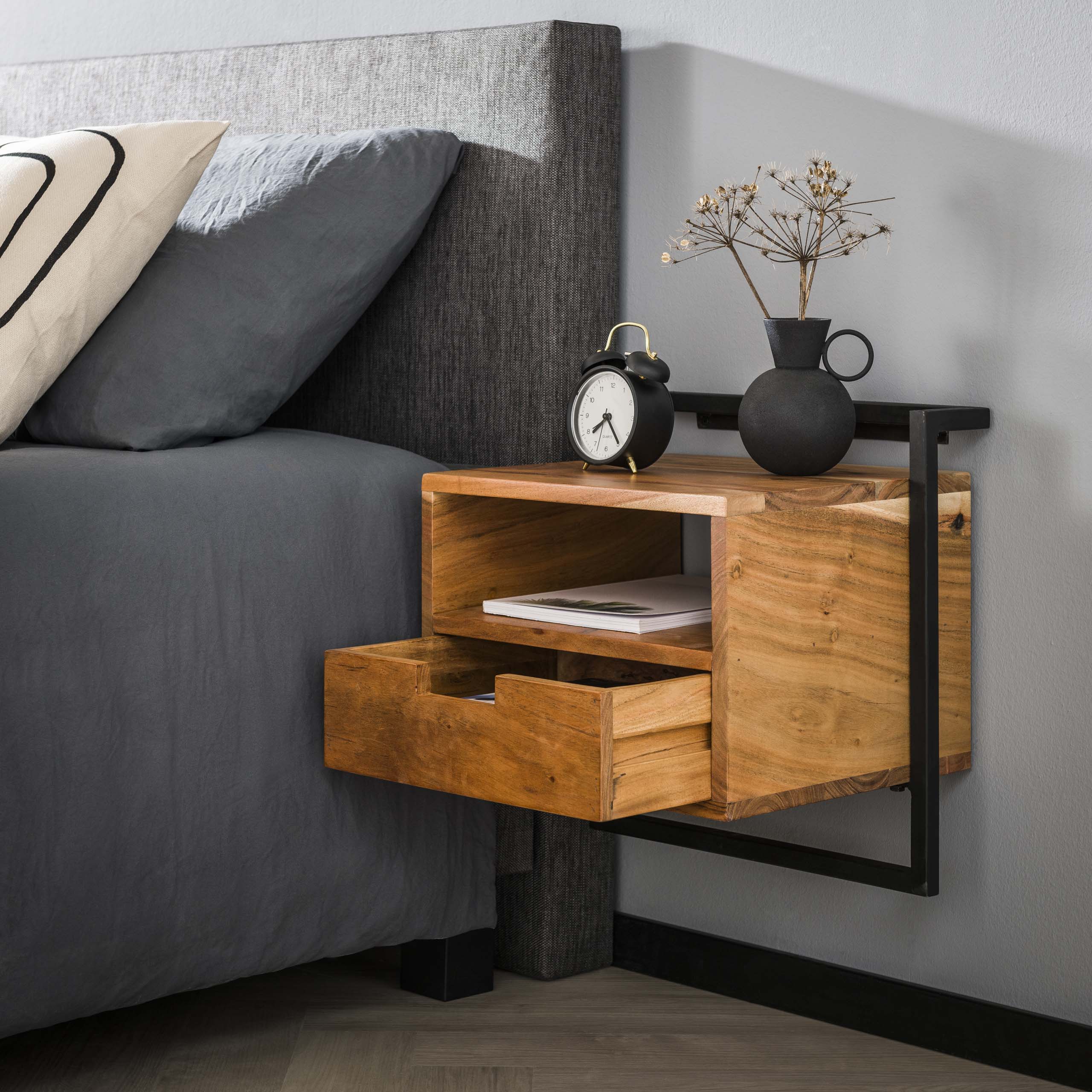 Bedside table Air Solid - 1 drawer - Solid acacia