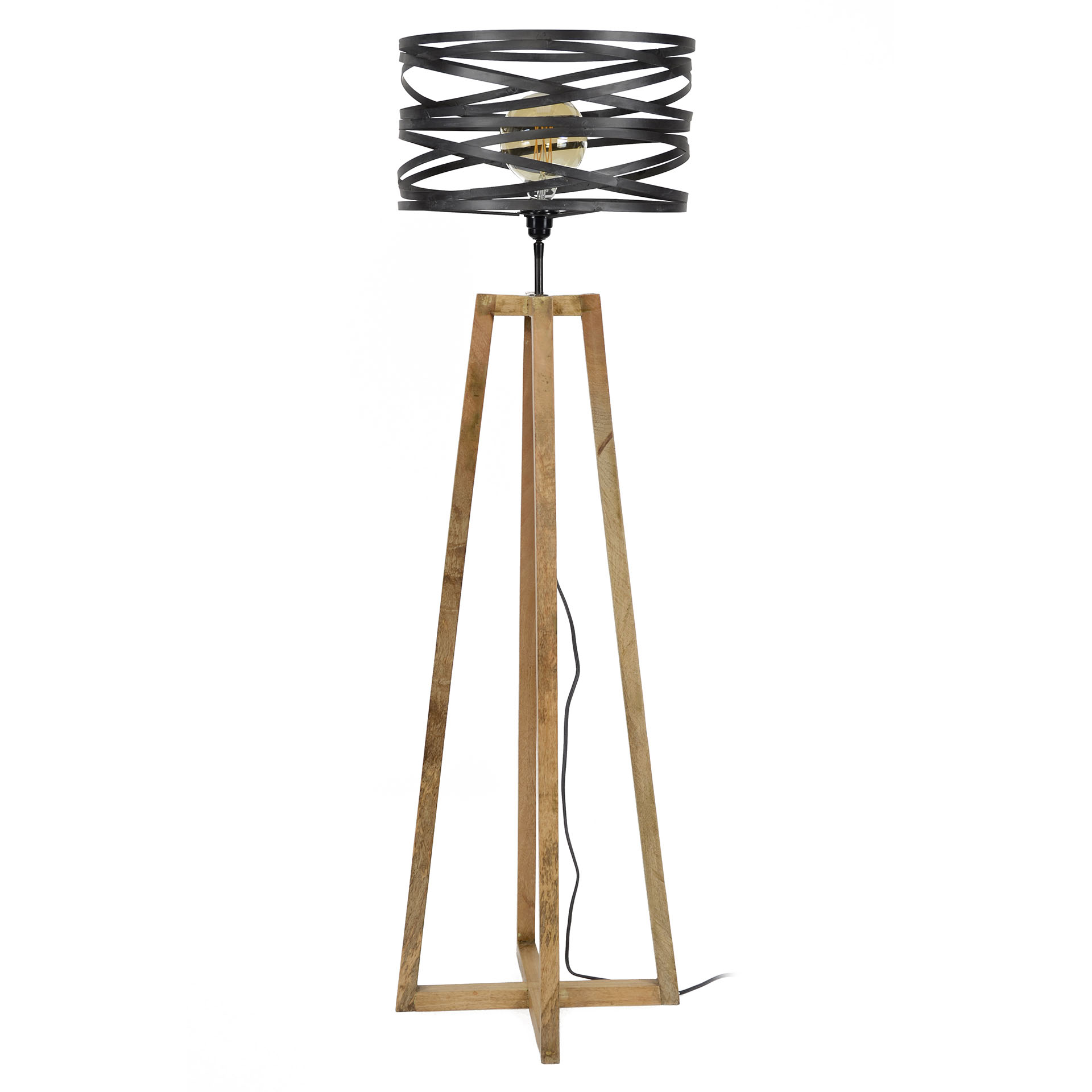 Lampada da terra twist struttura a croce in legno / Grigio ardesia