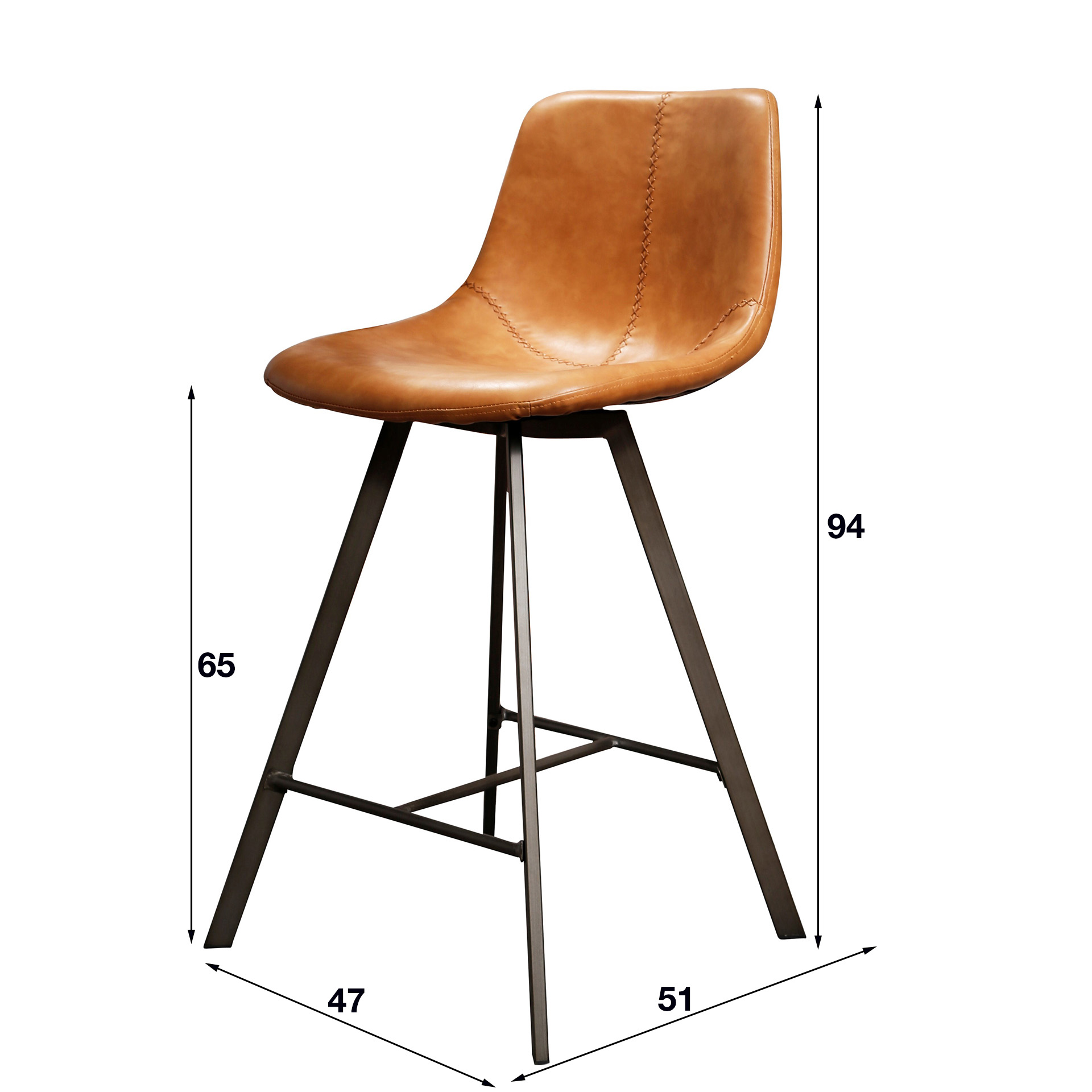 Bar chair zig-zag flat frame PU 4 / Saddle PU cowhide brown