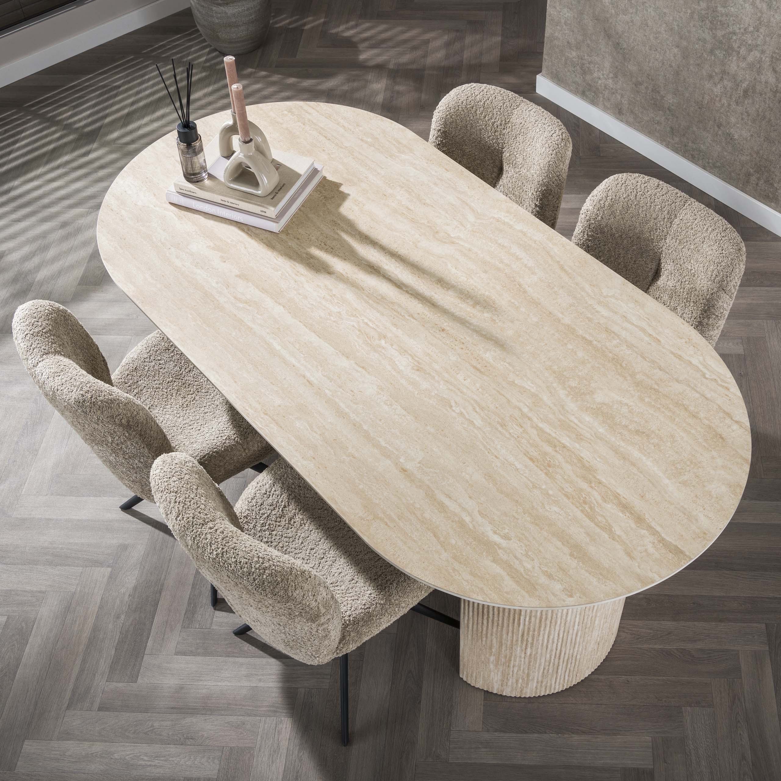 Tavolo da pranzo Arco Romano piatto ovale 180 cm - Ceramica travertino