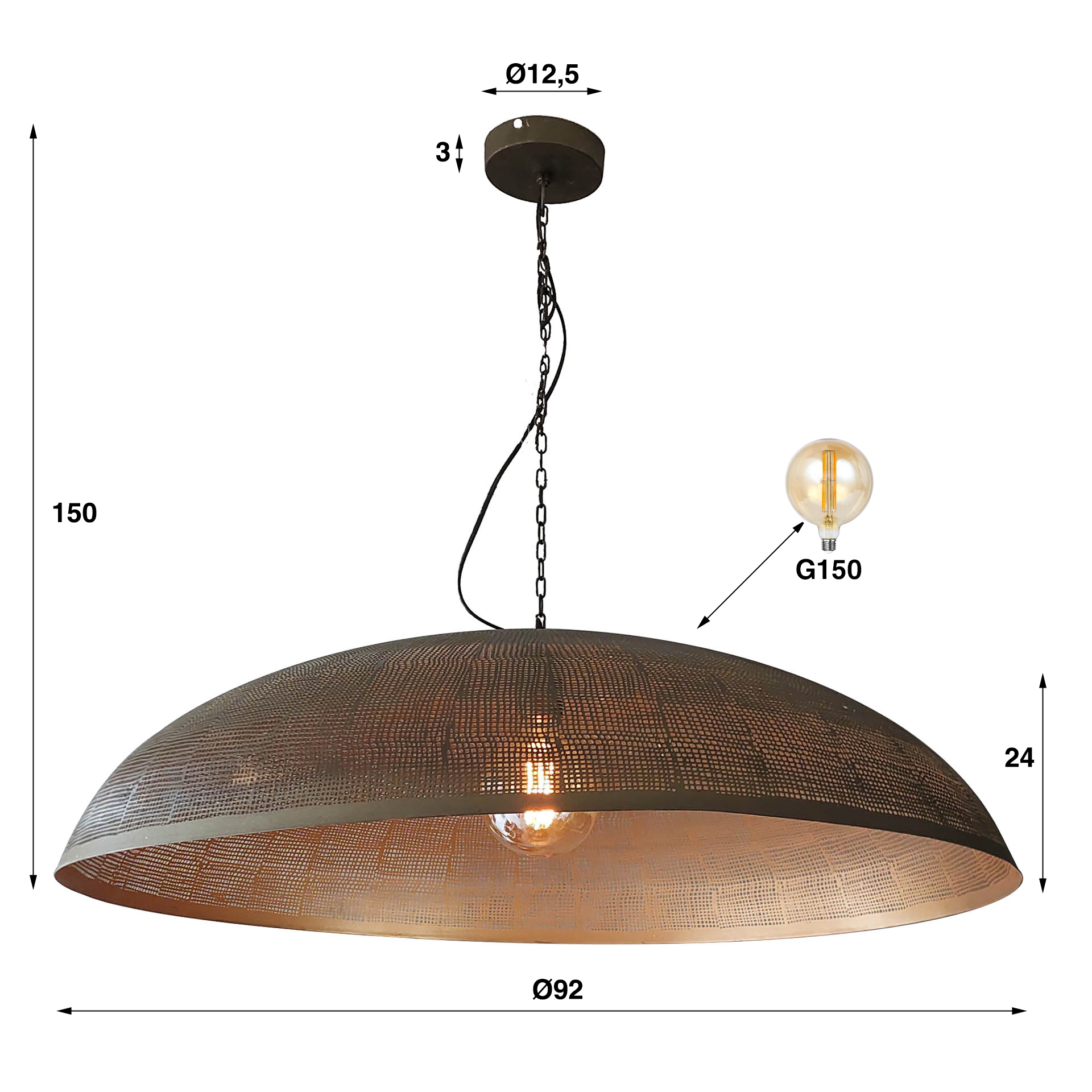 Lampada a sospensione Ø90 cosmica / Bronzo antico