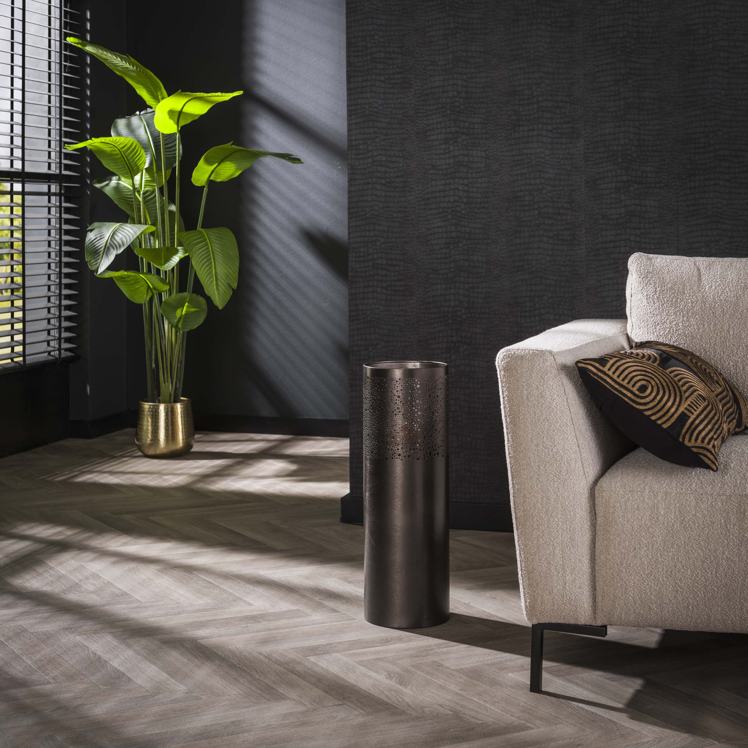 Lampada da terra Cilindro Glow 1 luce 60 cm - Nichel nero