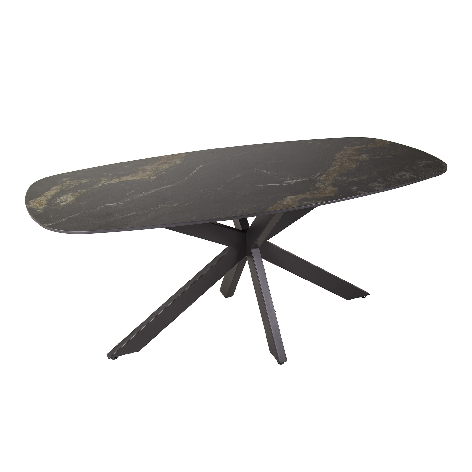 Tavolo da pranzo ovale Spider danese 180 cm - Ceramica fossile nera