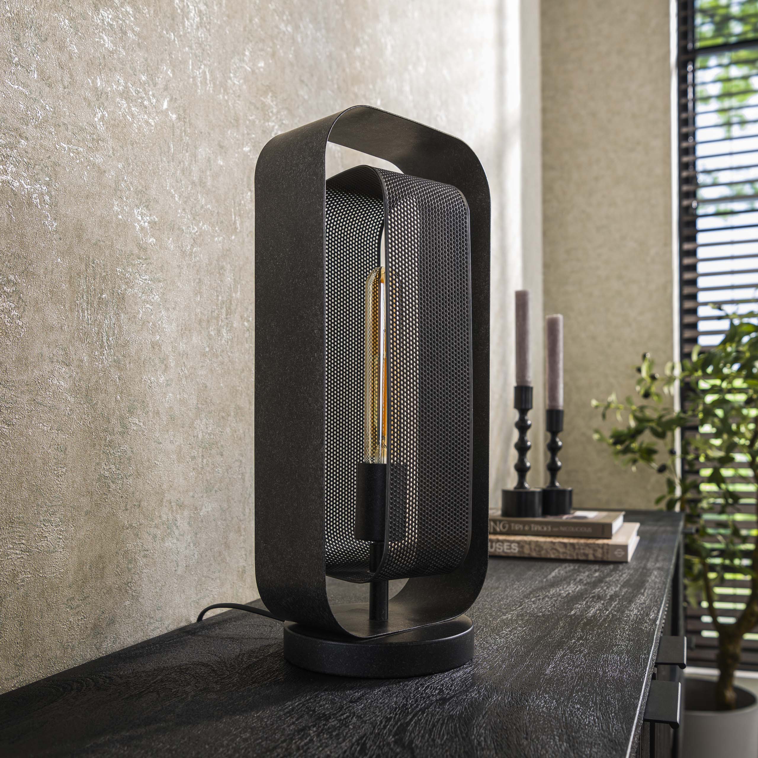 Lampada da tavolo 1L rete ruotata / Artic nero