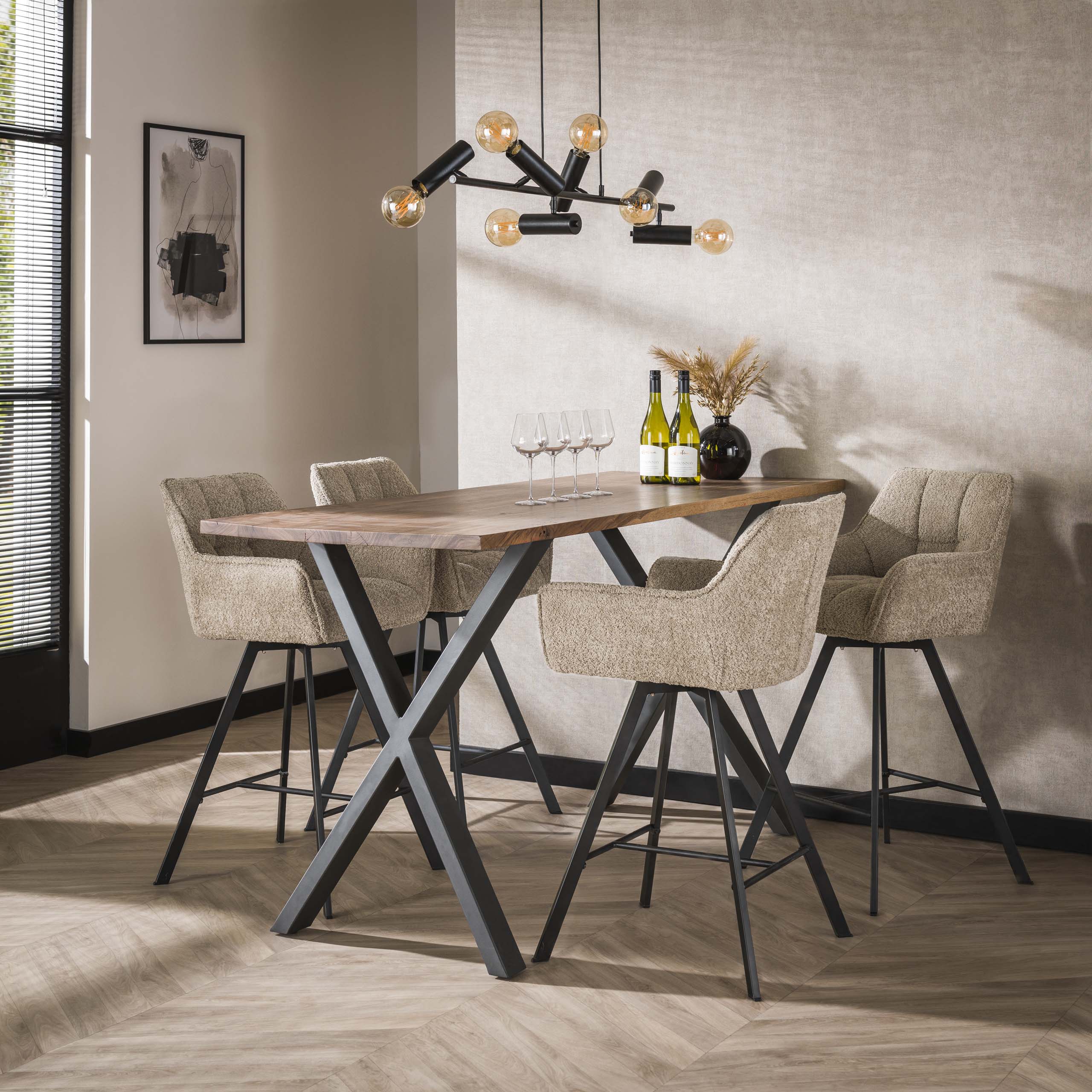 Bar chair grid rotatable. VPE2 / Boucle sand color