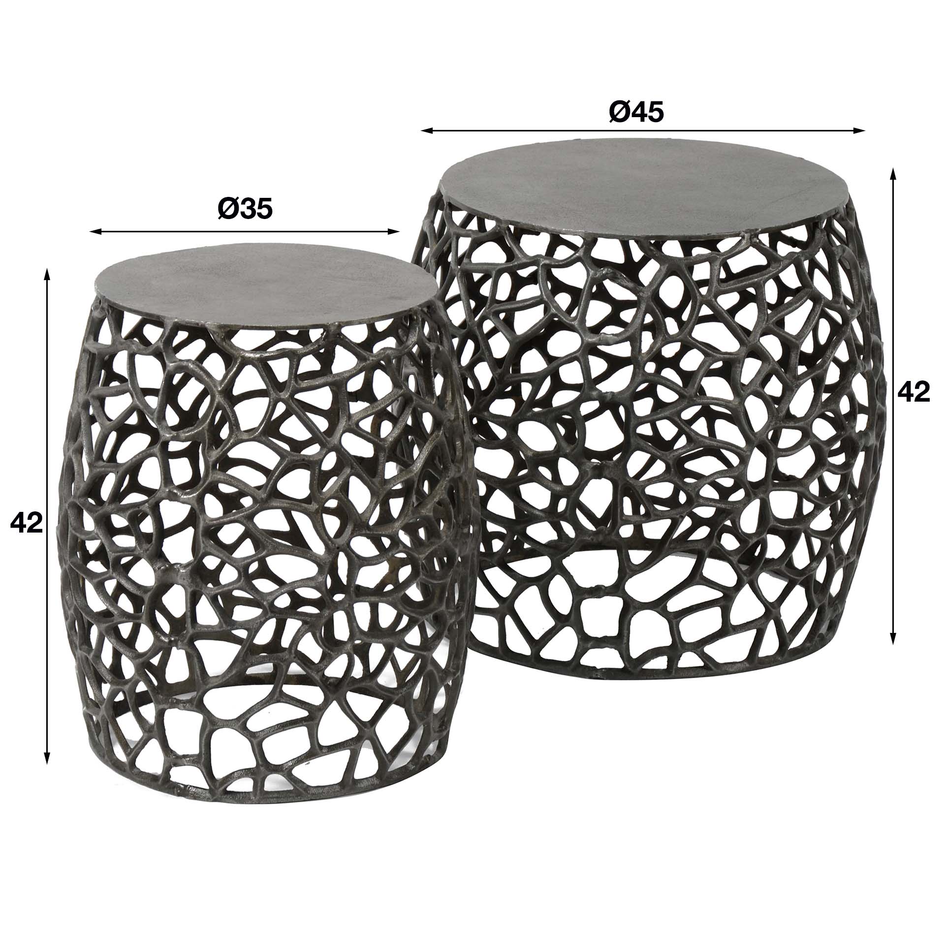Maze side table set of 2 - Black nickel