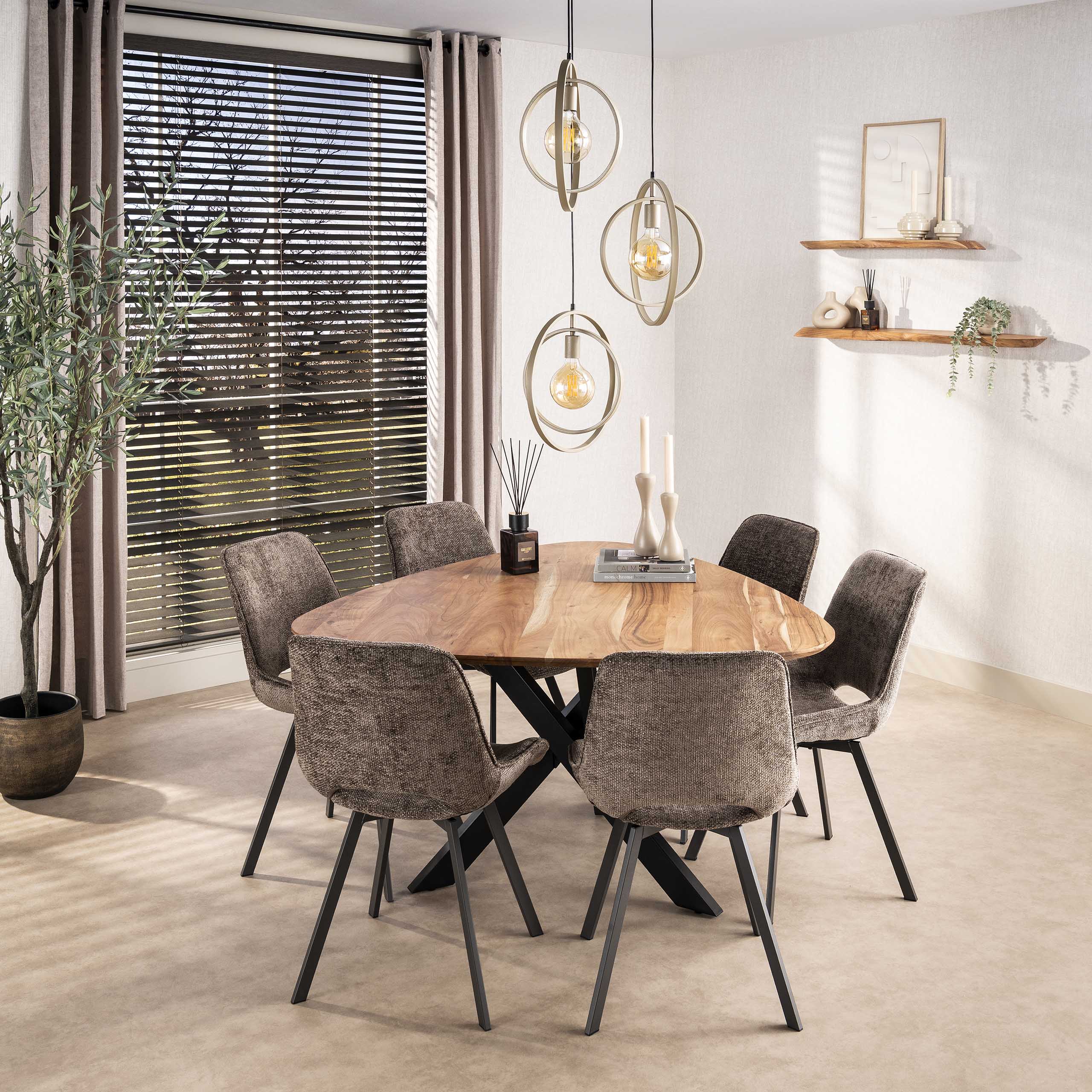 Sedia girevole Hoven tortora - confezione da 4