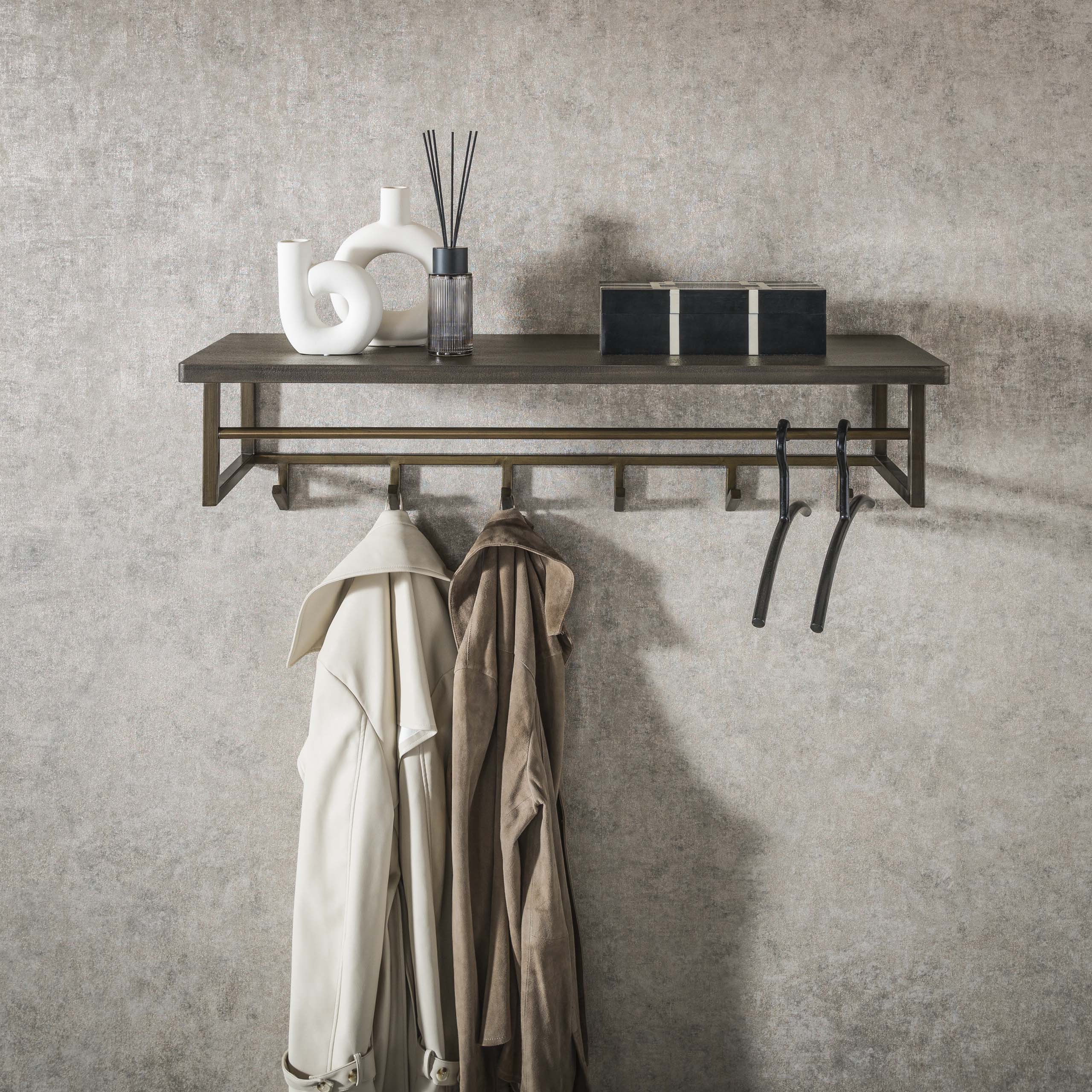 Appendiabiti Ferro 6 ganci cappelliera / Bronzo anticato