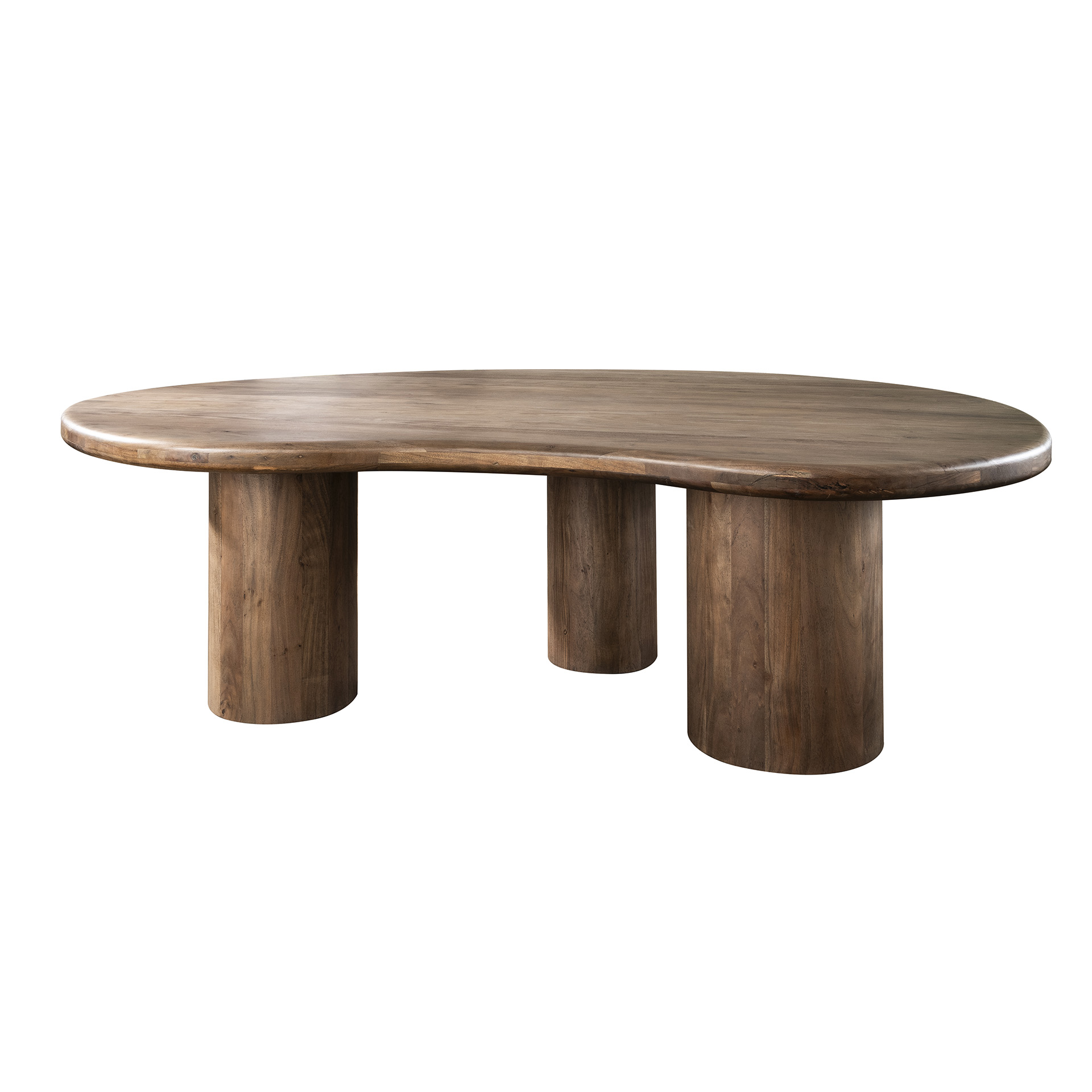 Tavolo da pranzo Scultura a forma di rene 244x165 - Massello di acacia marrone