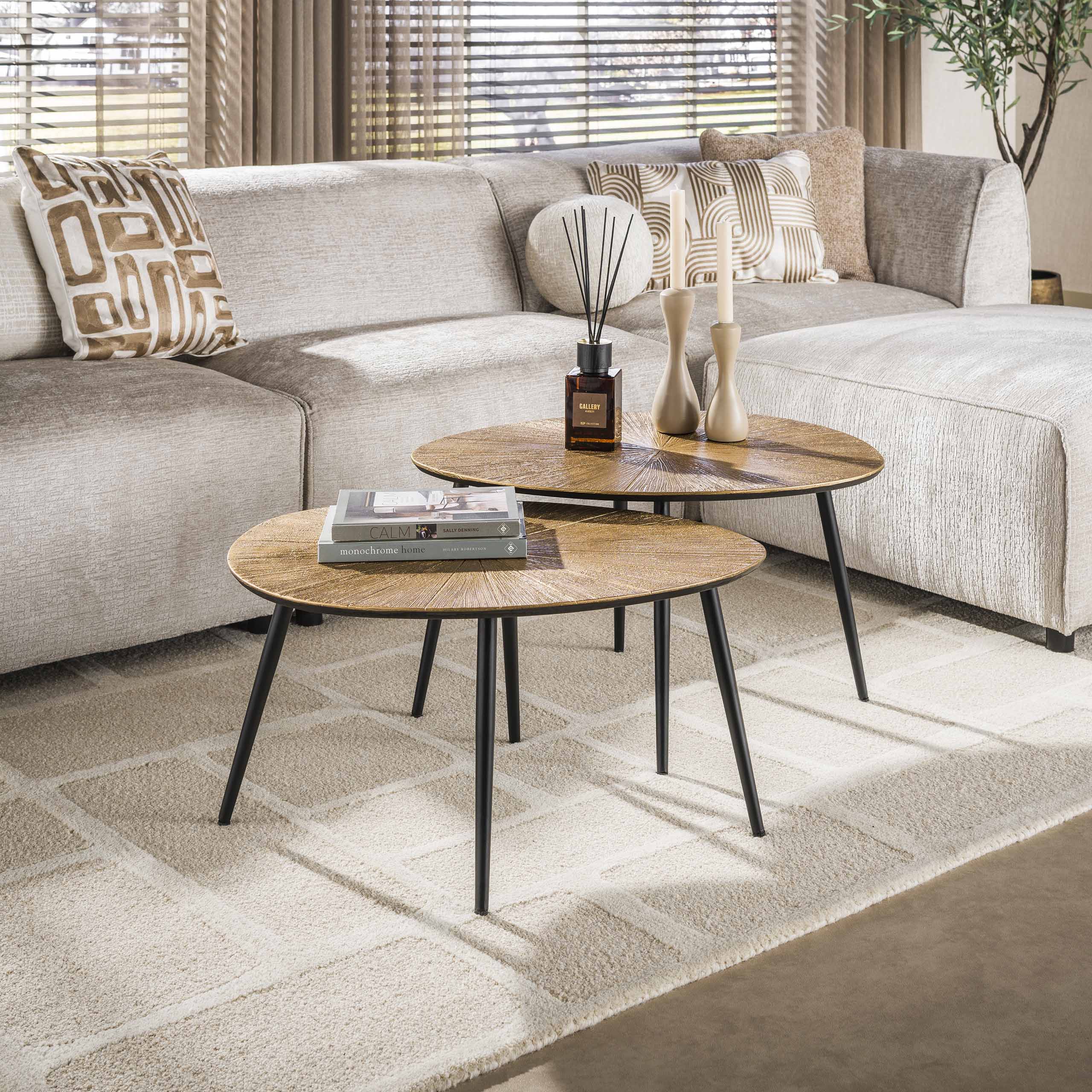 Tavolino Ray Organic - Set di 2 - Oro antico