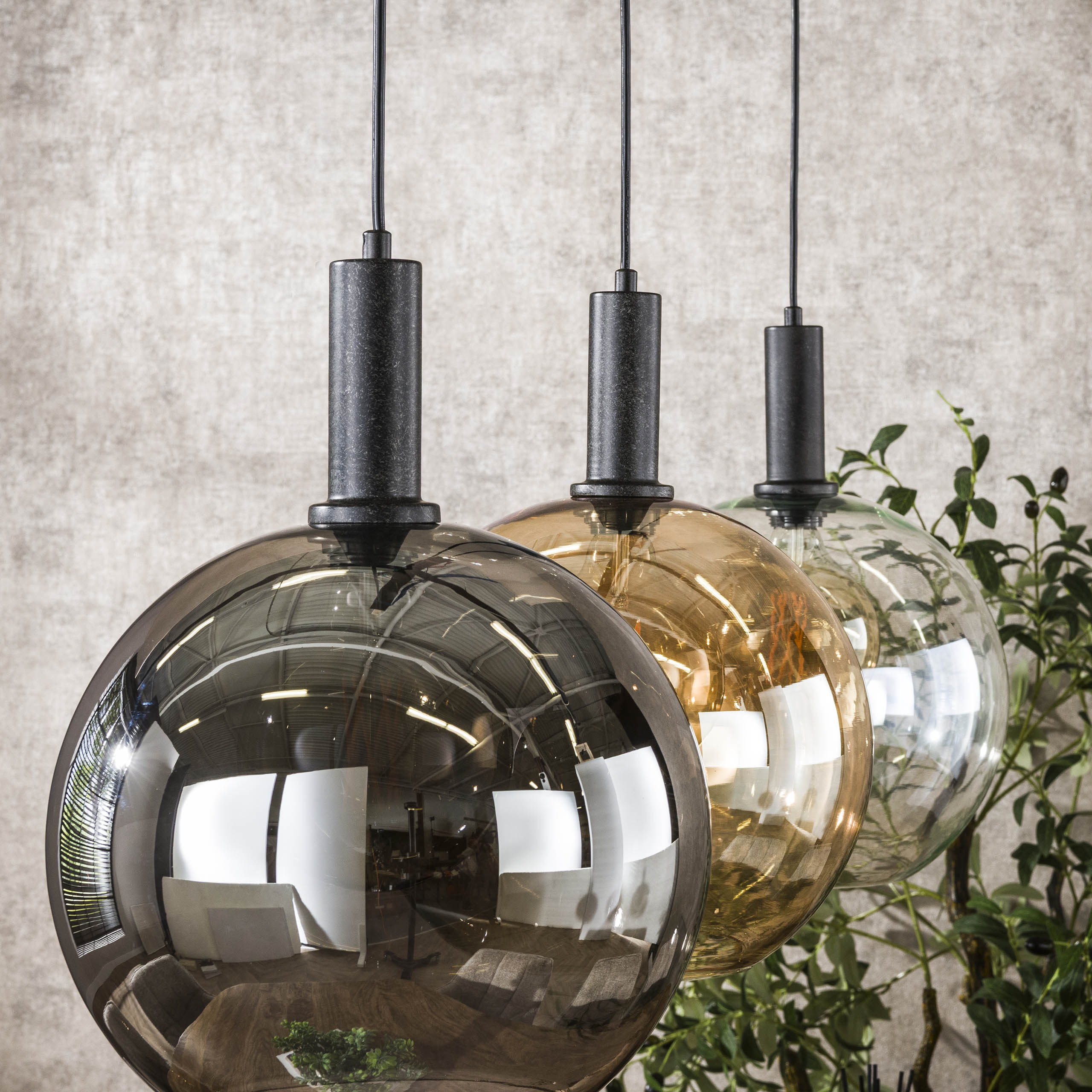 Lampada a sospensione Sfera Tricolore a 3 luci - Nero Artic