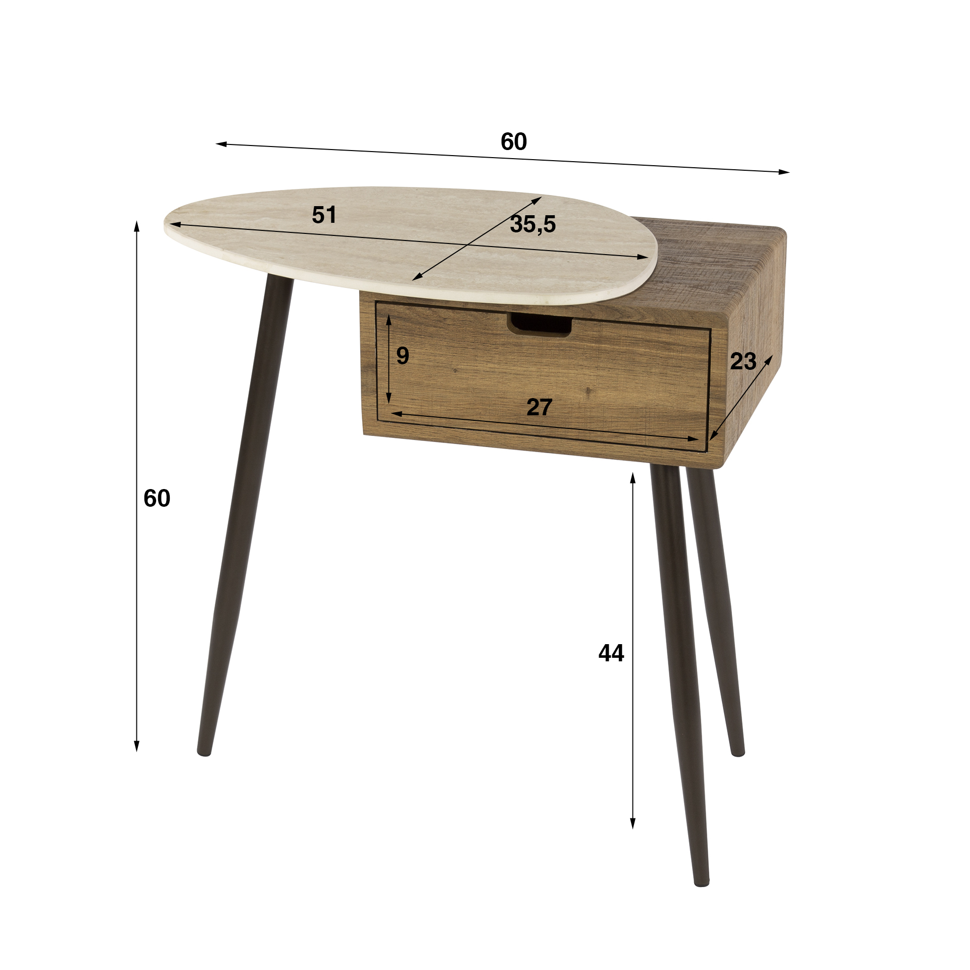 Comodino Travino 1 cassetto sx - Ceramica travertino