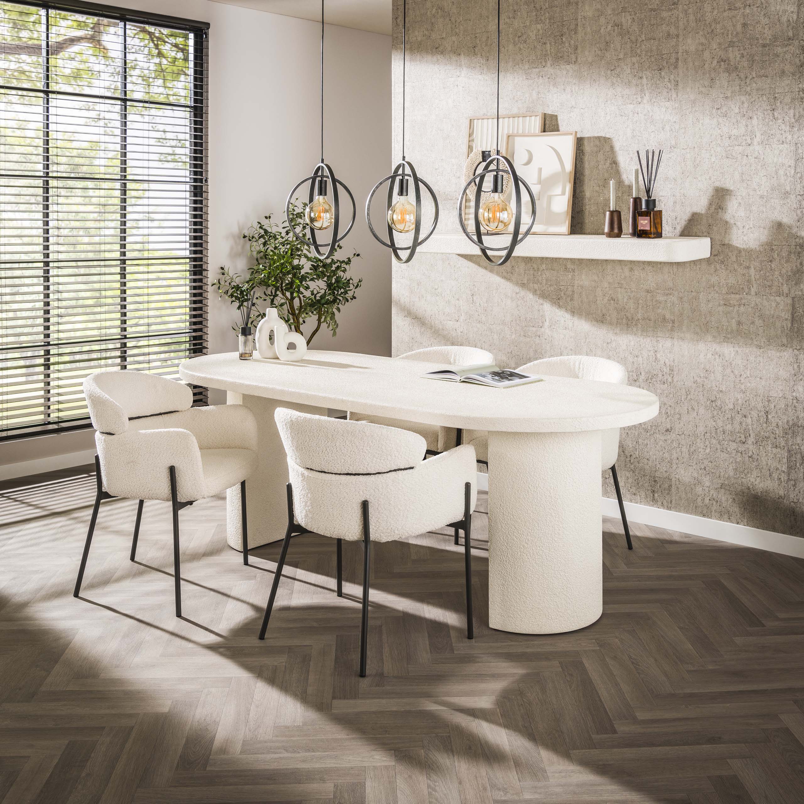 Tavolo da pranzo in pietra ad arco 215x90 cm / Marmo composito