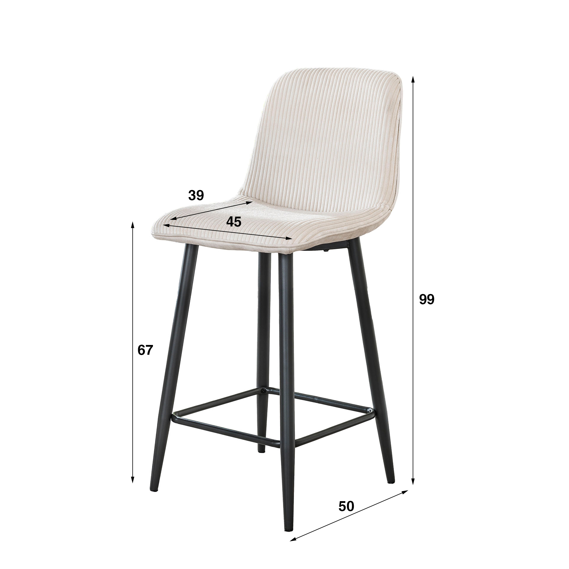 Bar chair Rib VPE2 / Rock Off-white