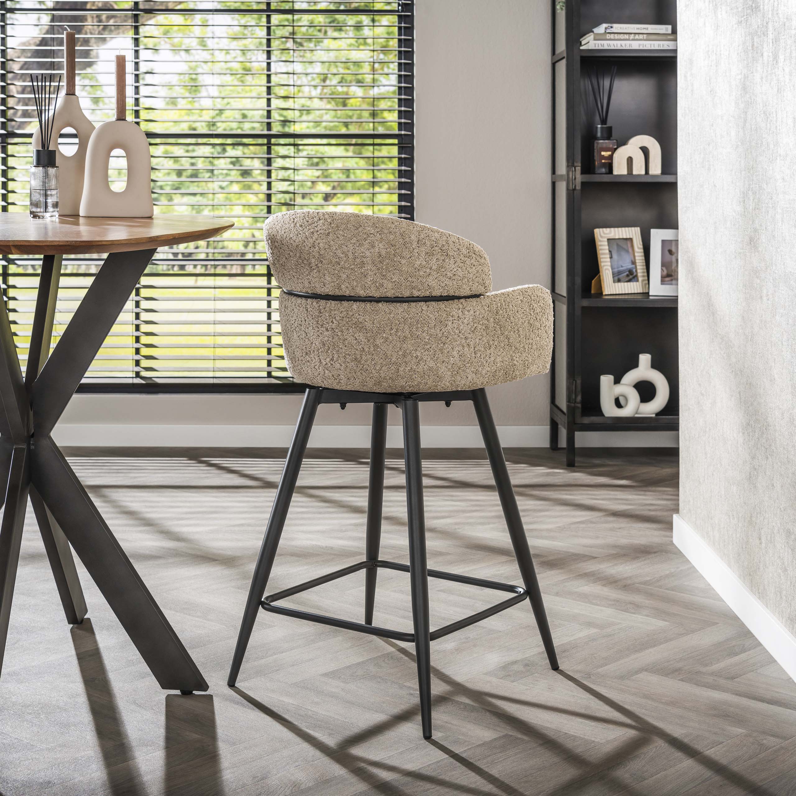 Bar chair swivel boucle round back VPE2 / Boucle sand color