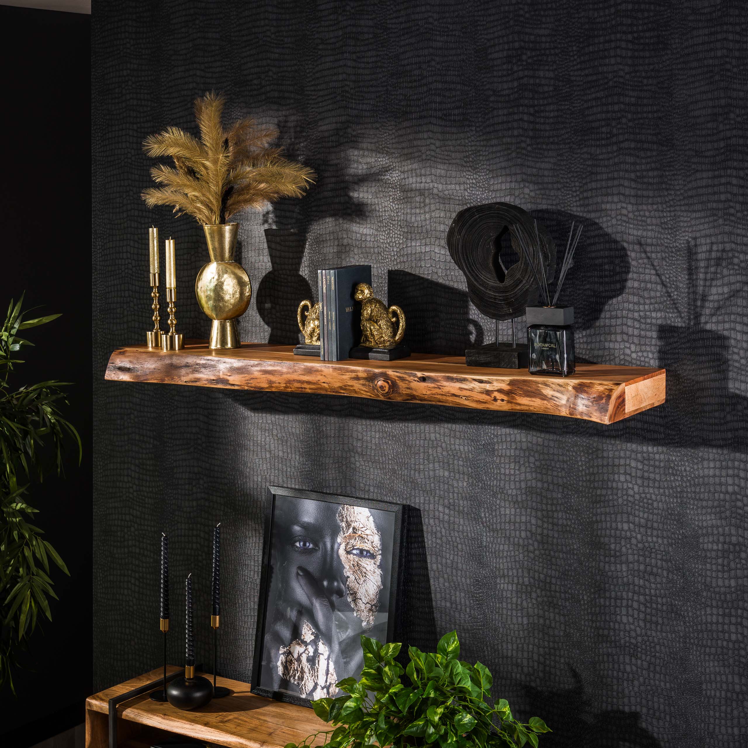 Mensola a muro 150 gradini / Acacia massiccia naturale