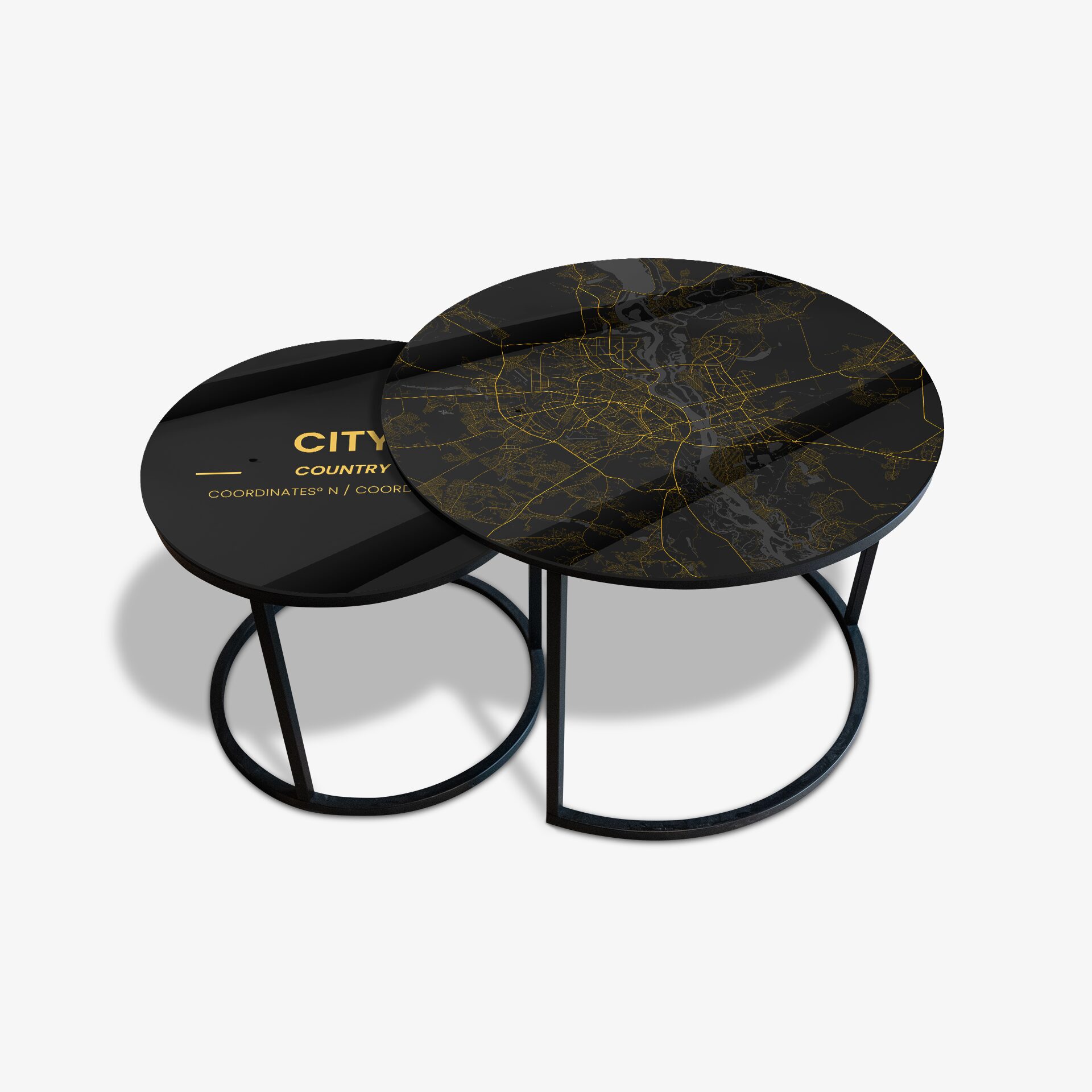 Coffee Table Black - Custom Golden City Map