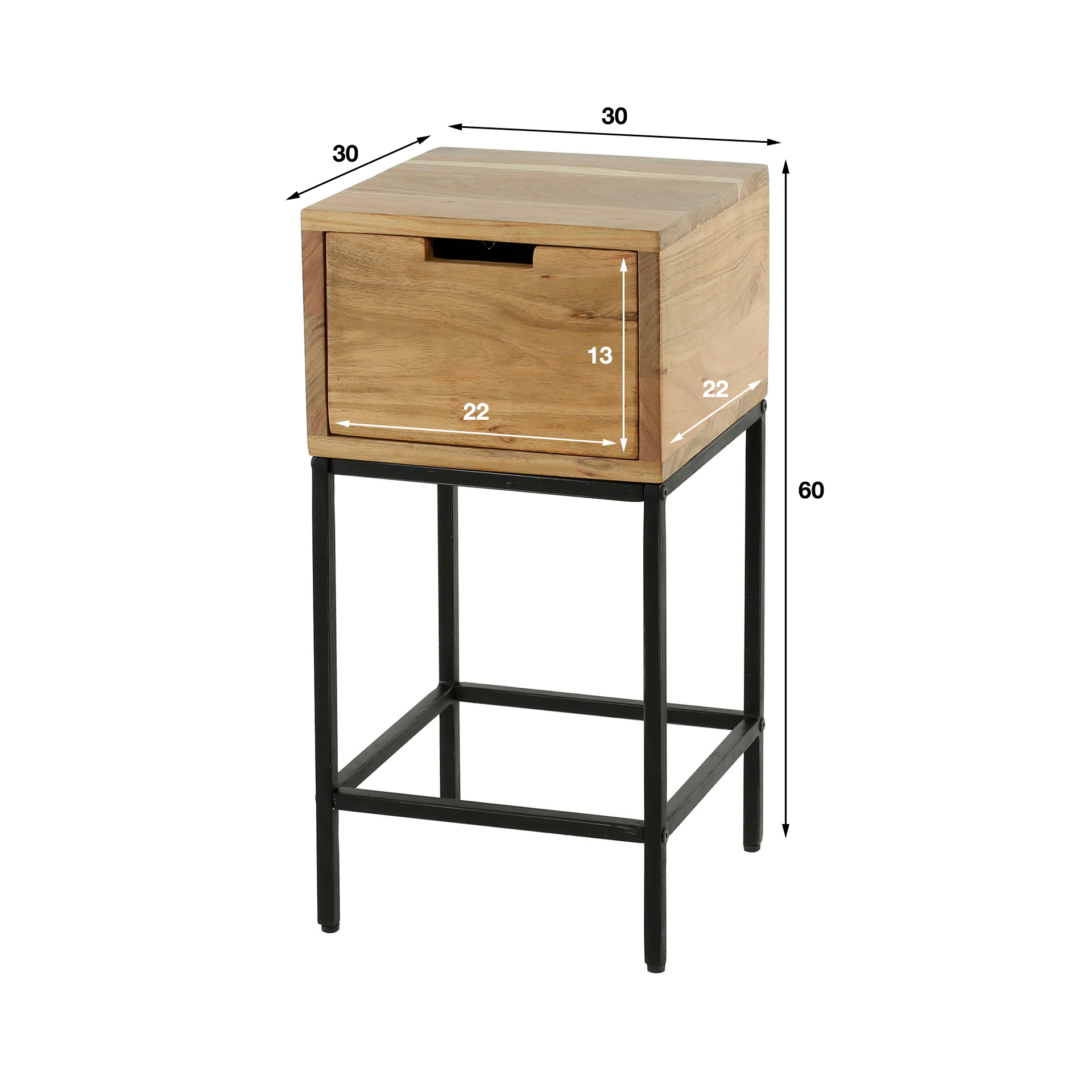 Bedside table Flat XS 1 drawer - Solid acacia