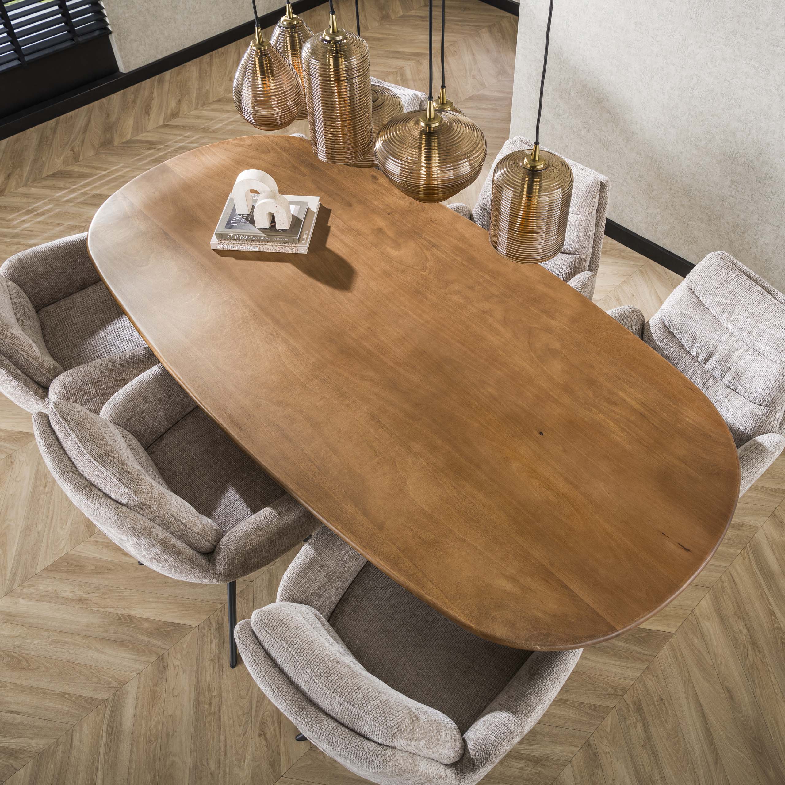Tavolo da pranzo ovale Cliff 215 cm - Colore solido mango sabbia