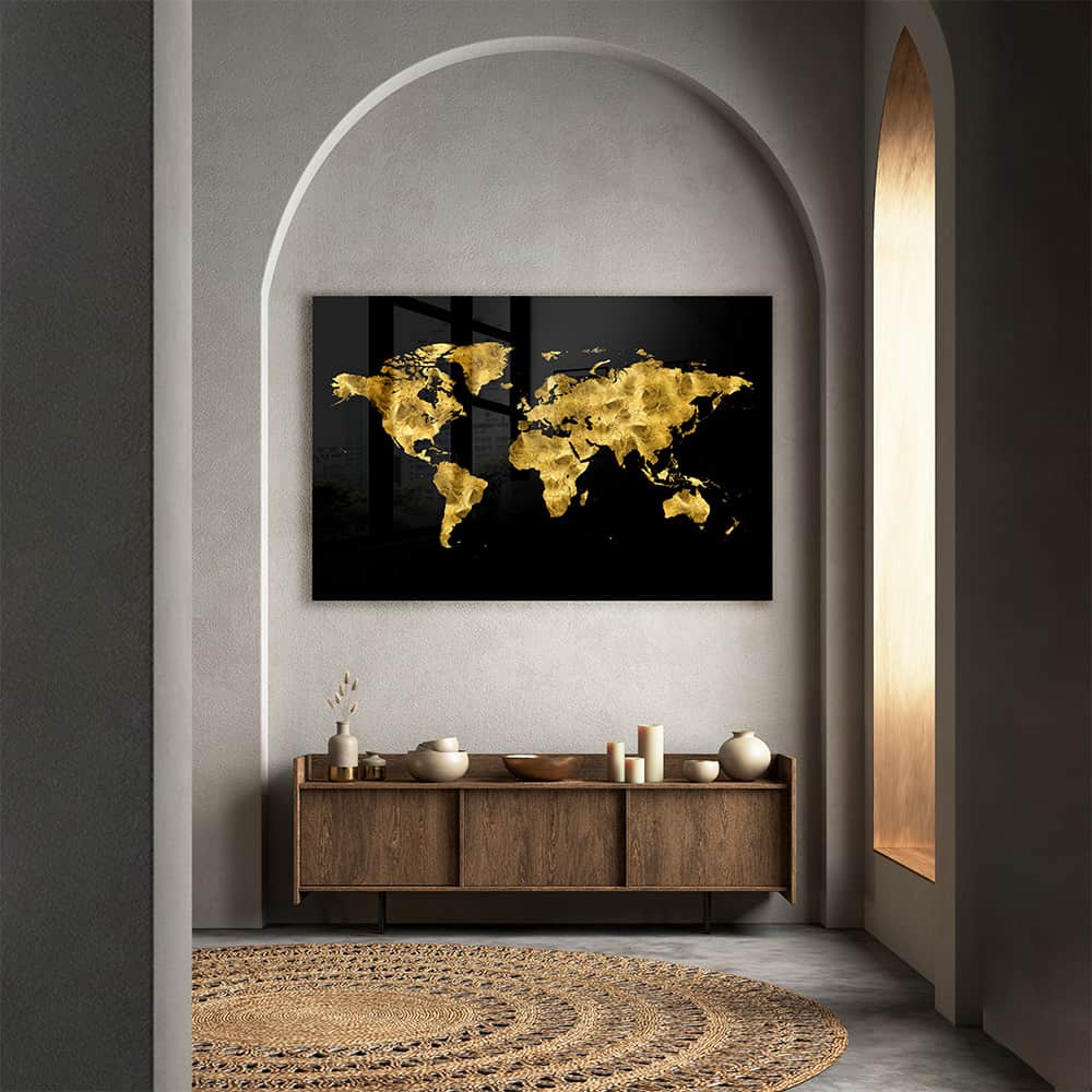 Golden World Map – Vetro