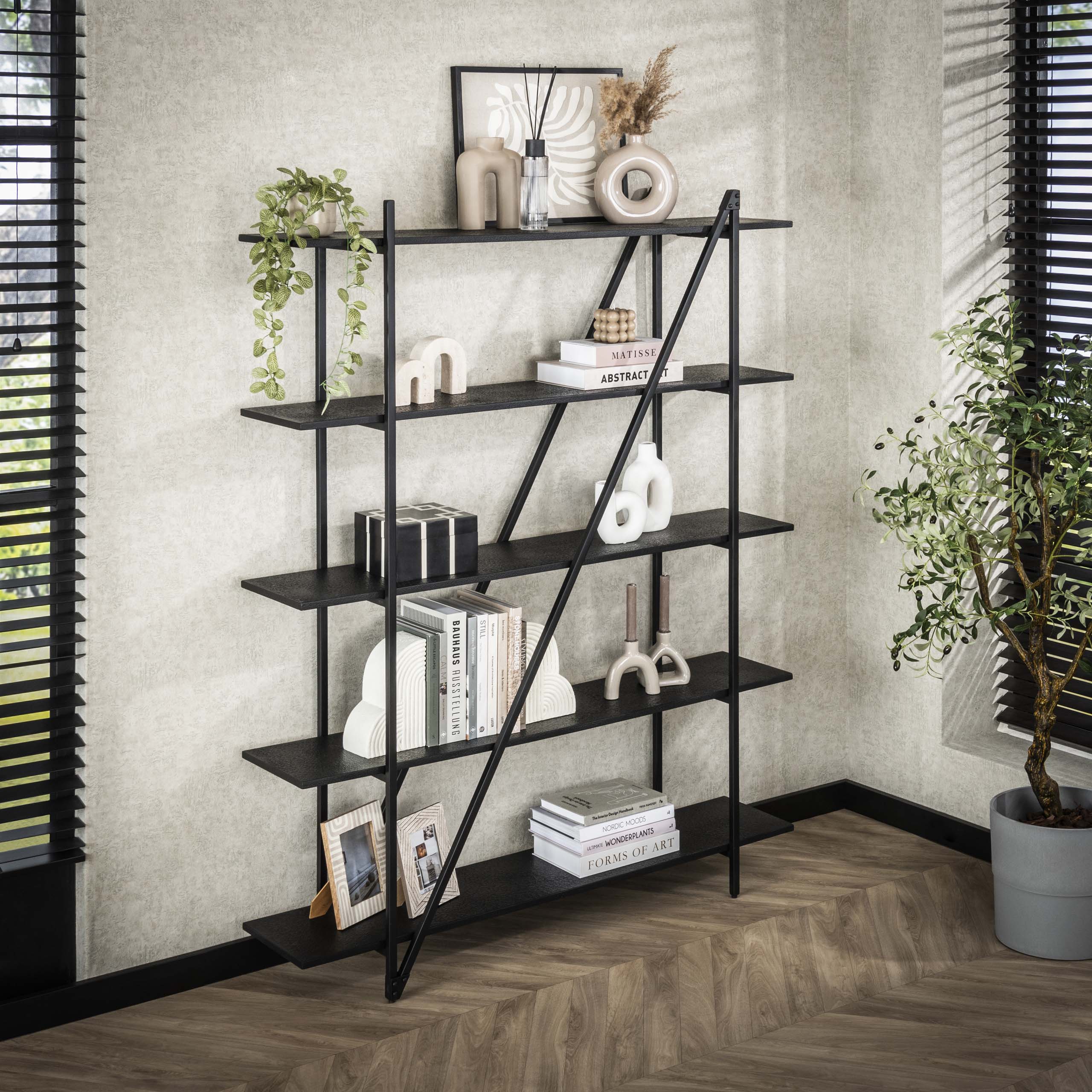 Wall rack Piega 5-layer 140 cm - Gray