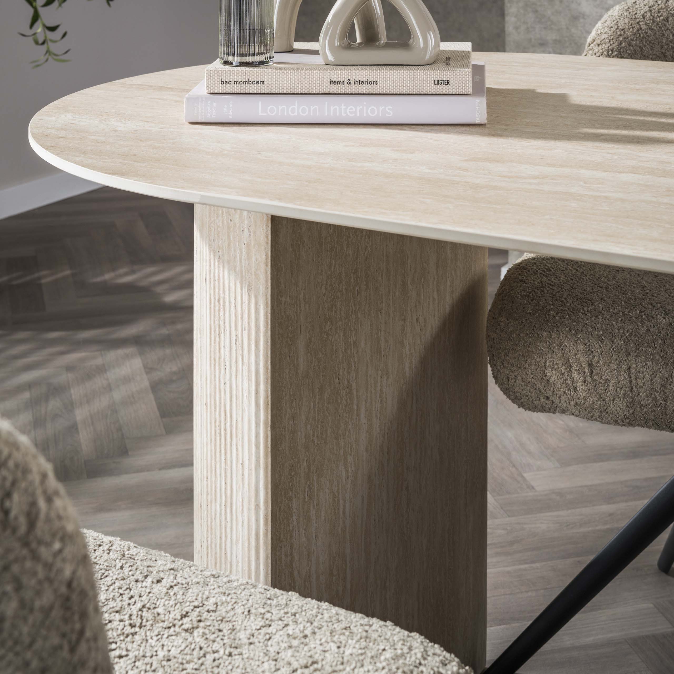 Tavolo da pranzo Arco Romano piatto ovale 180 cm - Ceramica travertino