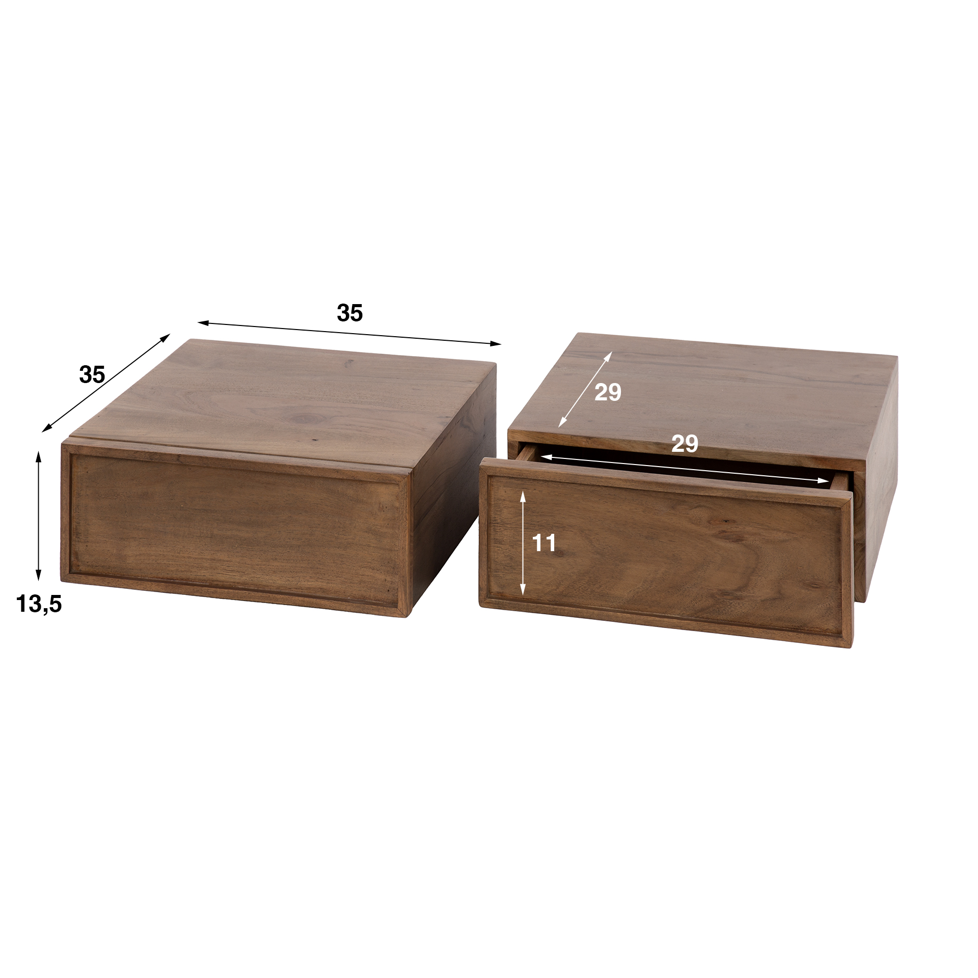 Comodino Frame sospeso 1 cassetto - set di 2 - Marrone acacia