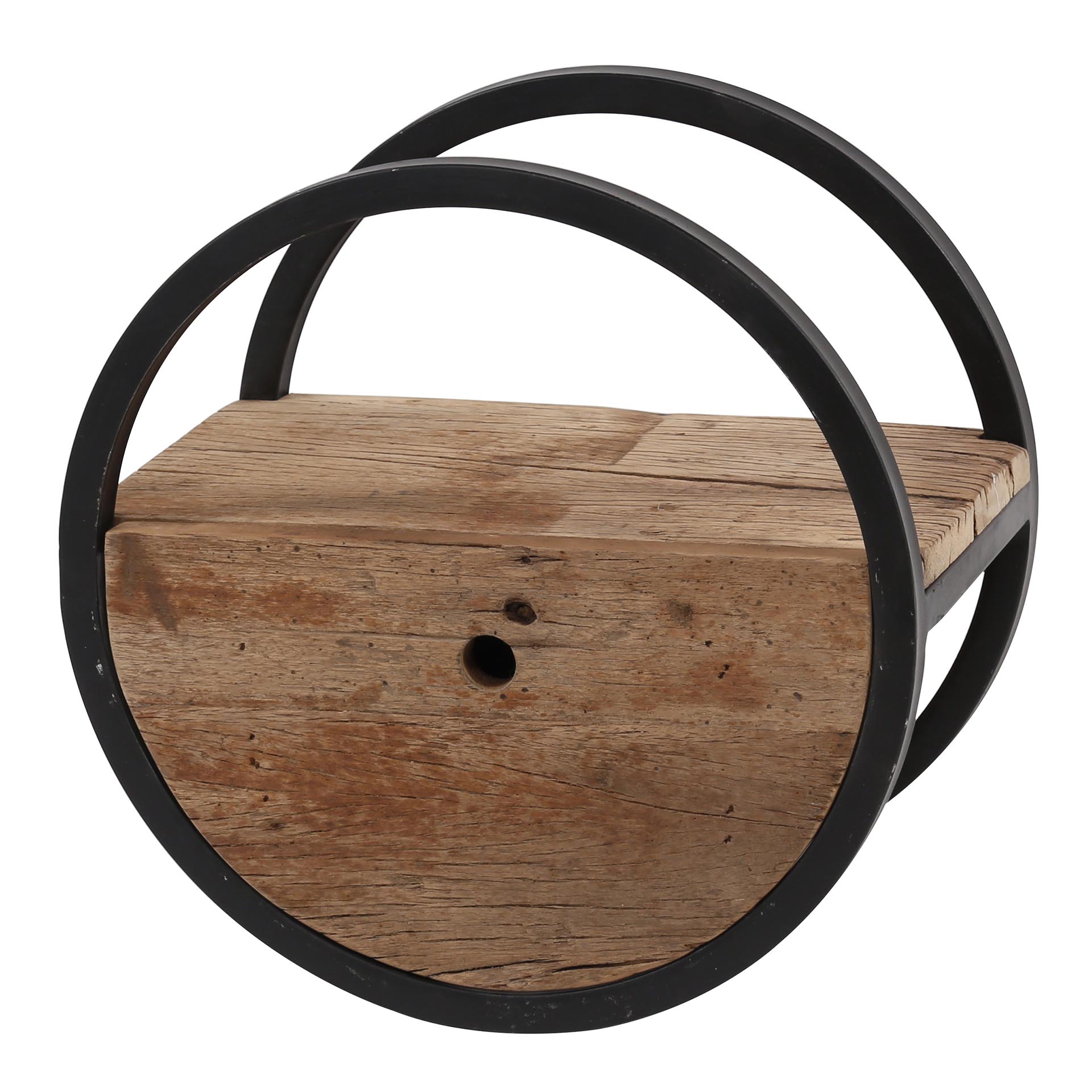 Mensola circolare da parete Ø40 con cassetto / Legno duro robusto