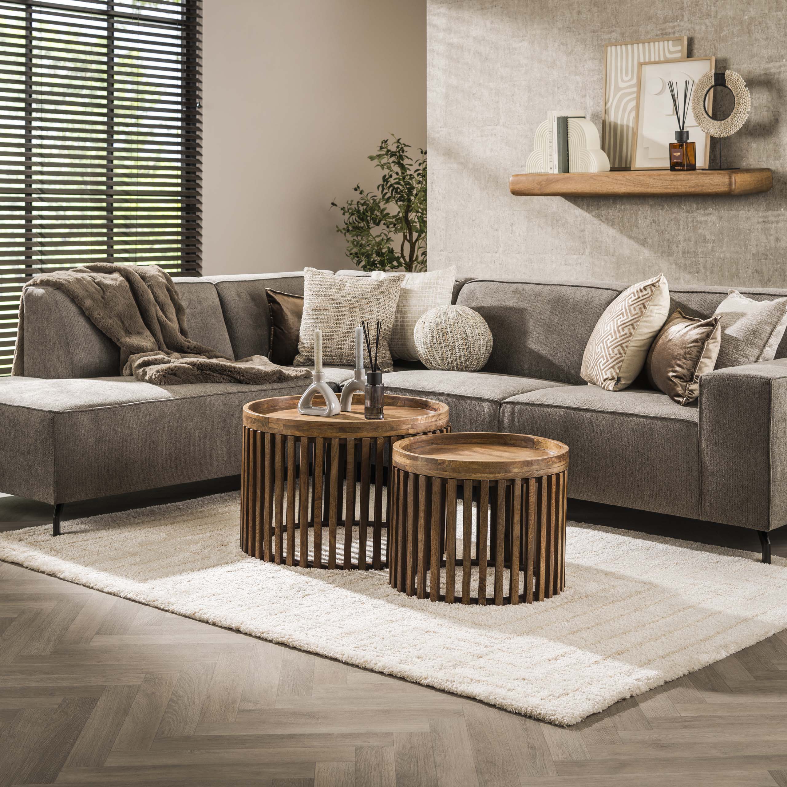 Set tavolino tweak Ø65/Ø50 / Color sabbia mango massiccio