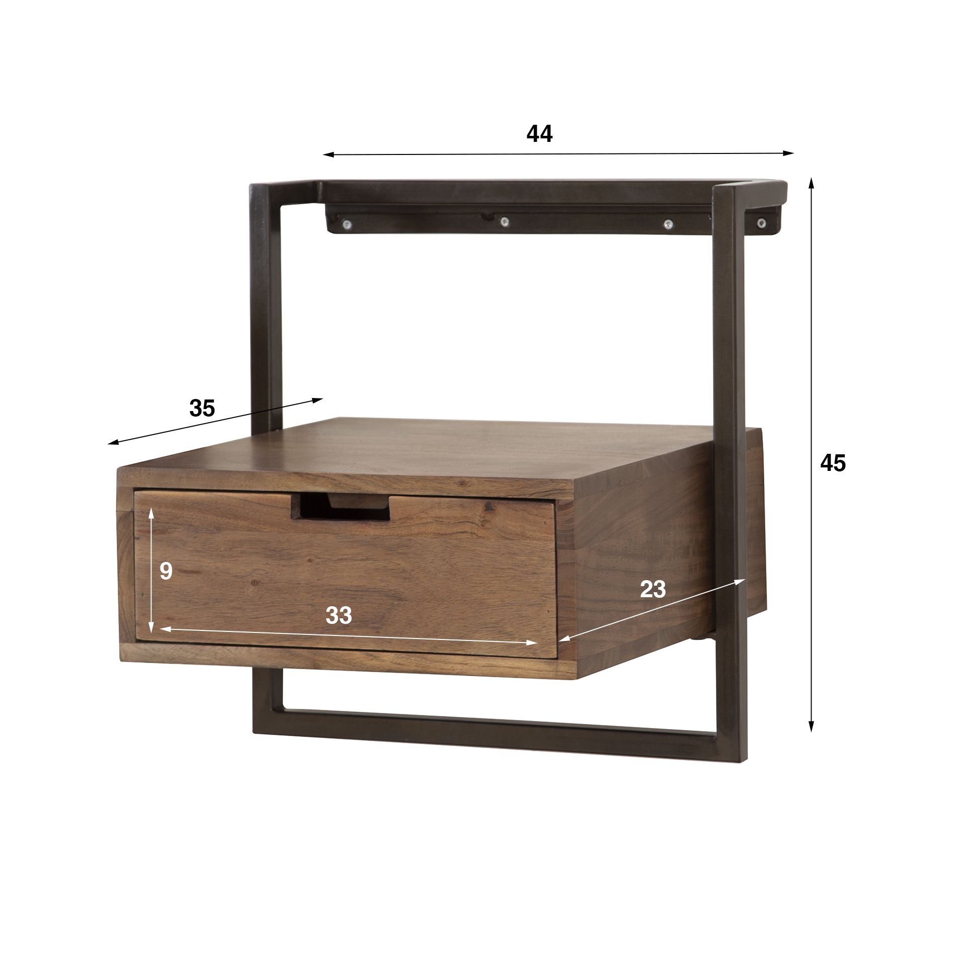 Bedside table Air Solid 1 drawer - Solid acacia brown