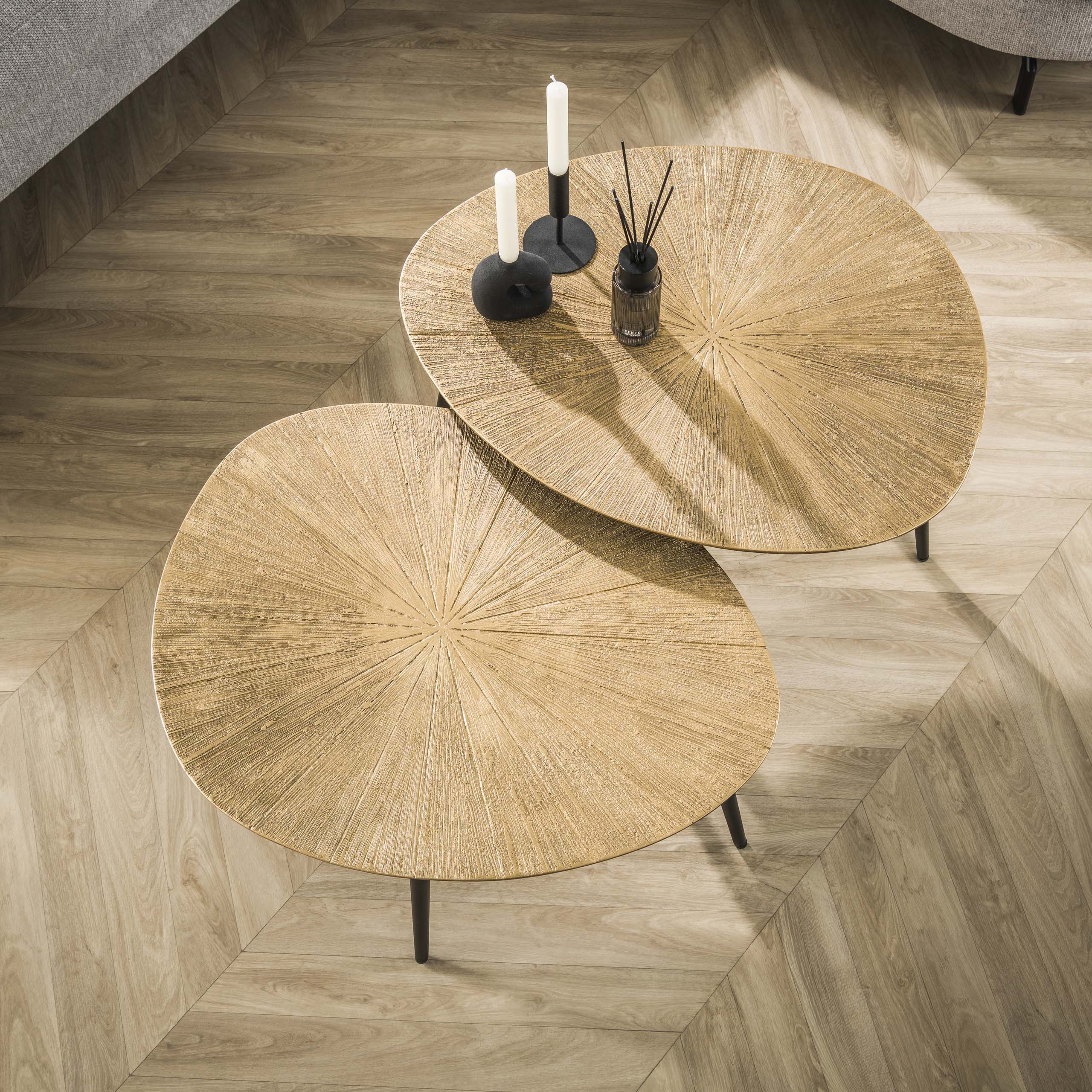 Tavolino Ray Organic - Set di 2 - Oro antico