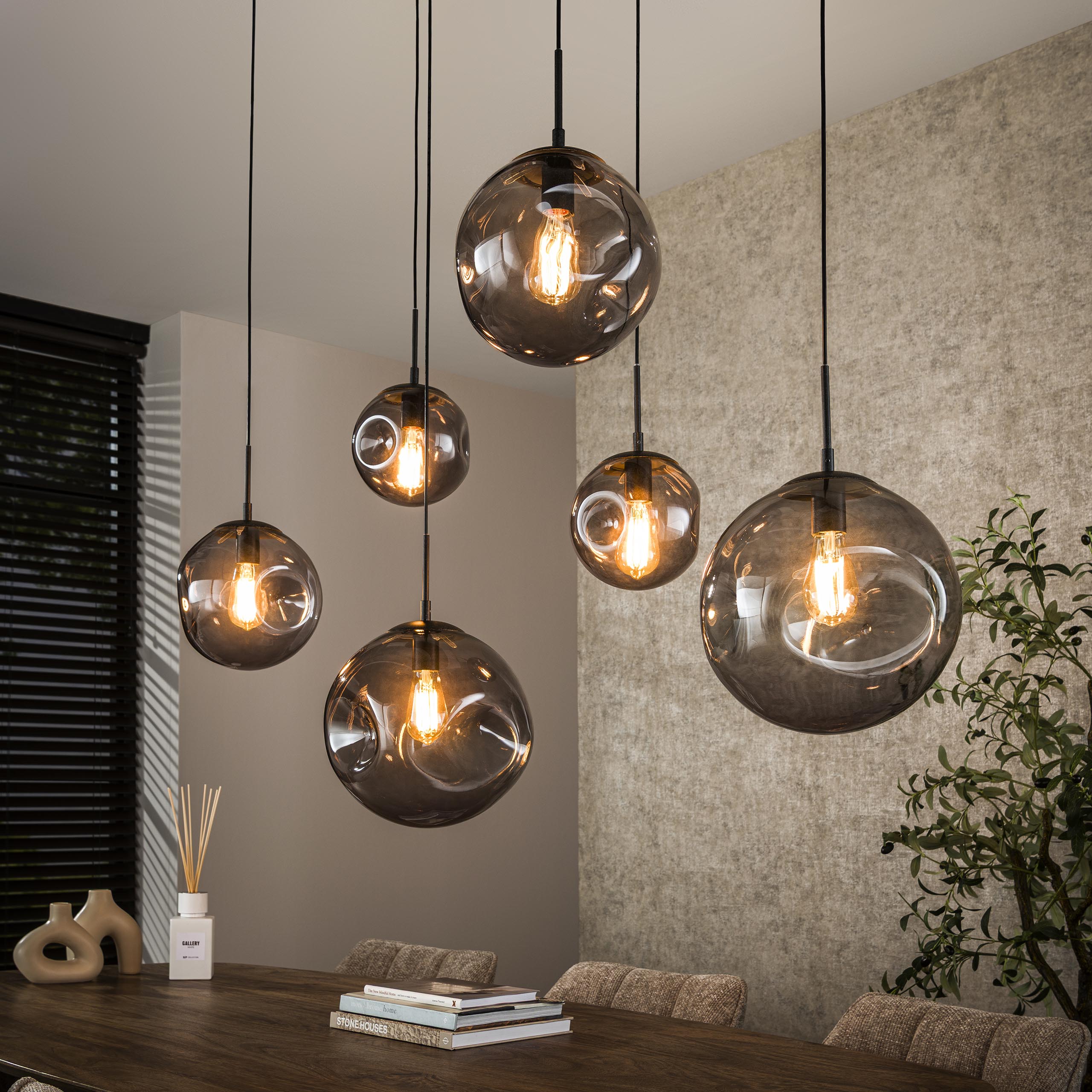 Hanging lamp Stellar Black 6-light - Artic black