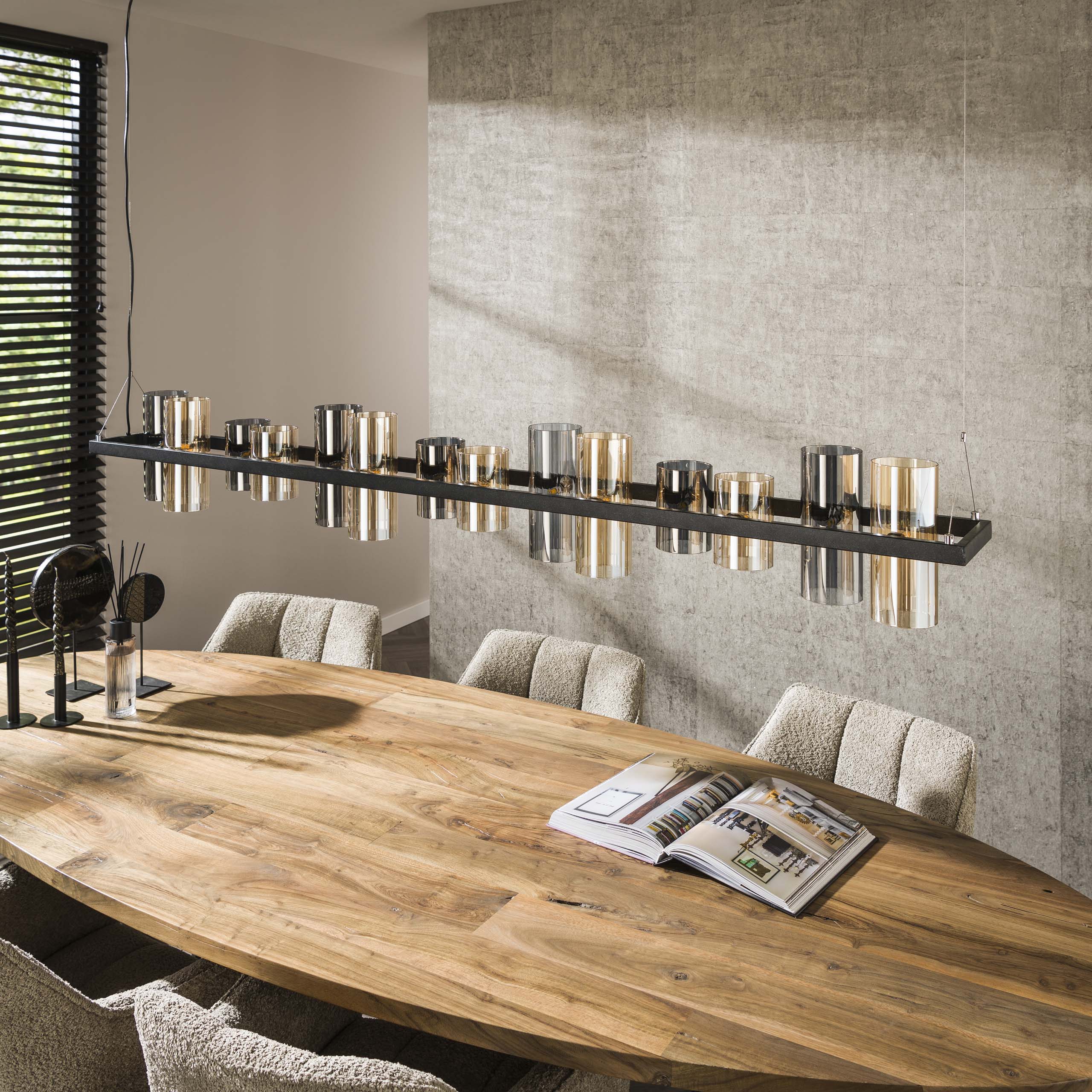 Hanging lamp 14L cylinder mixed glass (G9) / Artic black