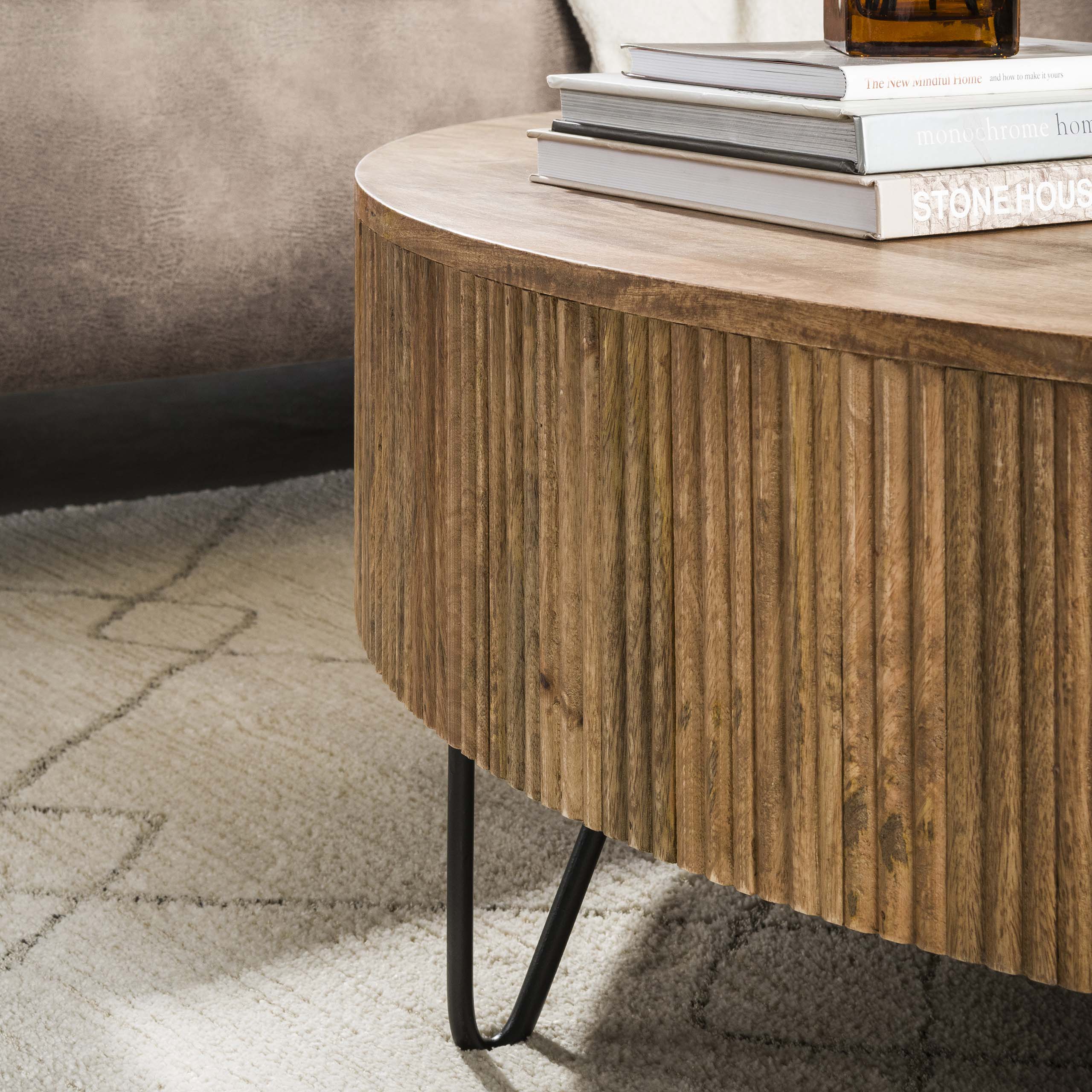 Tavolino Wave Ø120 cm - Sabbia mango massello