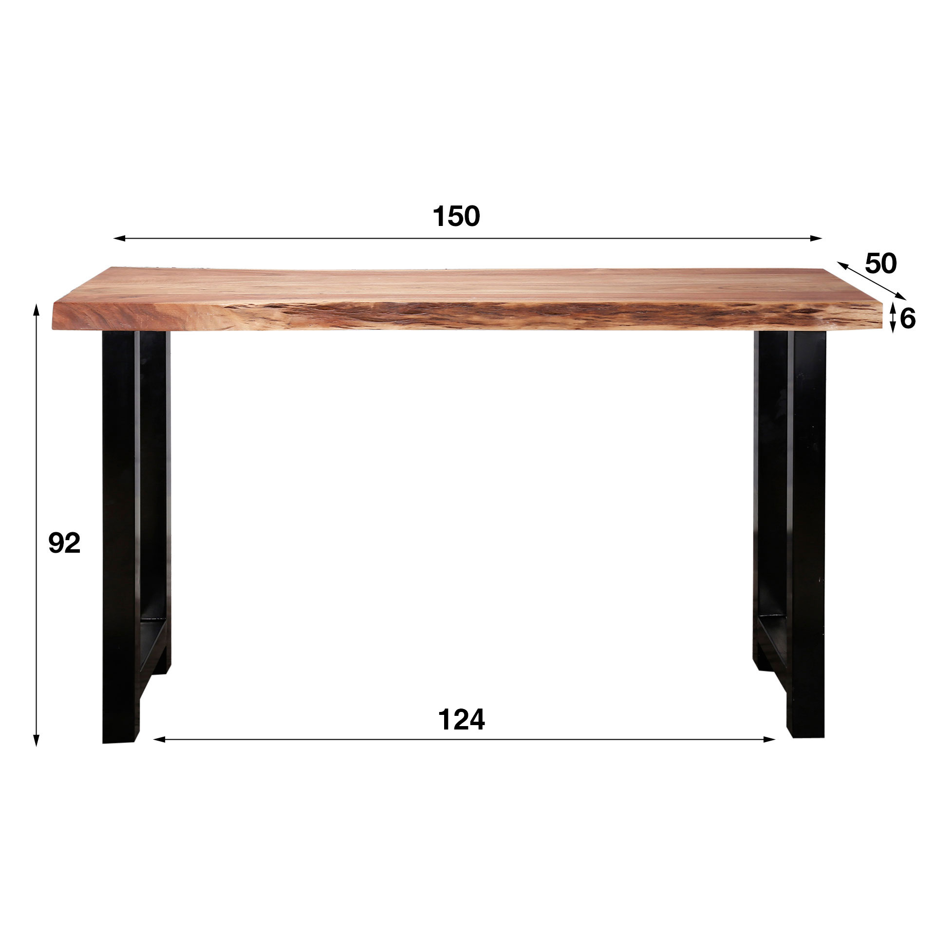 Bar table tree trunk 150, top thickness 60 mm / Solid acacia natural