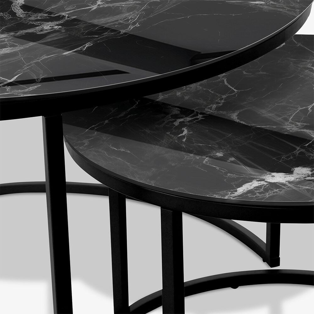 Coffee table Black - Black & White Marble