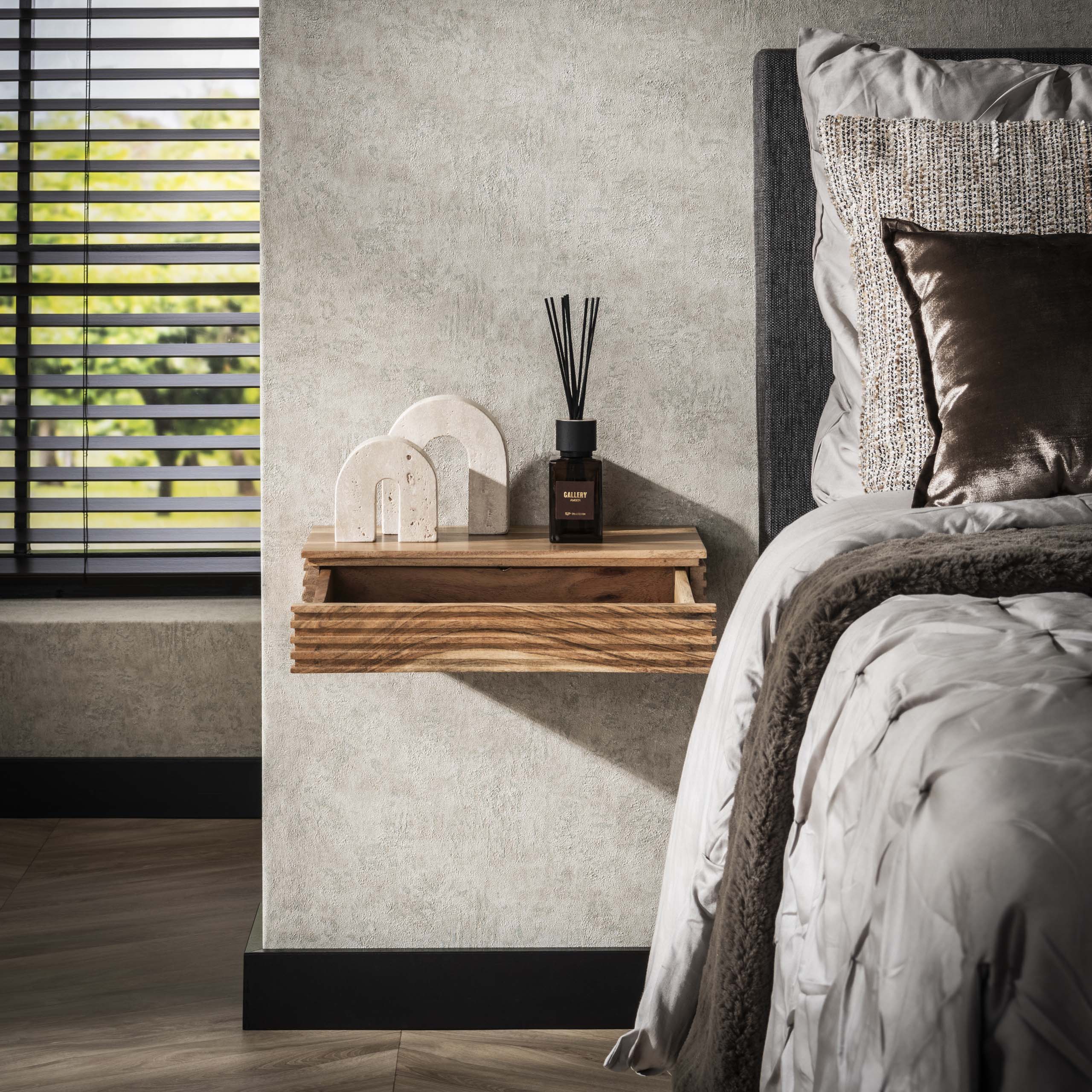 Comodino Layer L 1 cassetto - set di 2 - Acacia massiccia