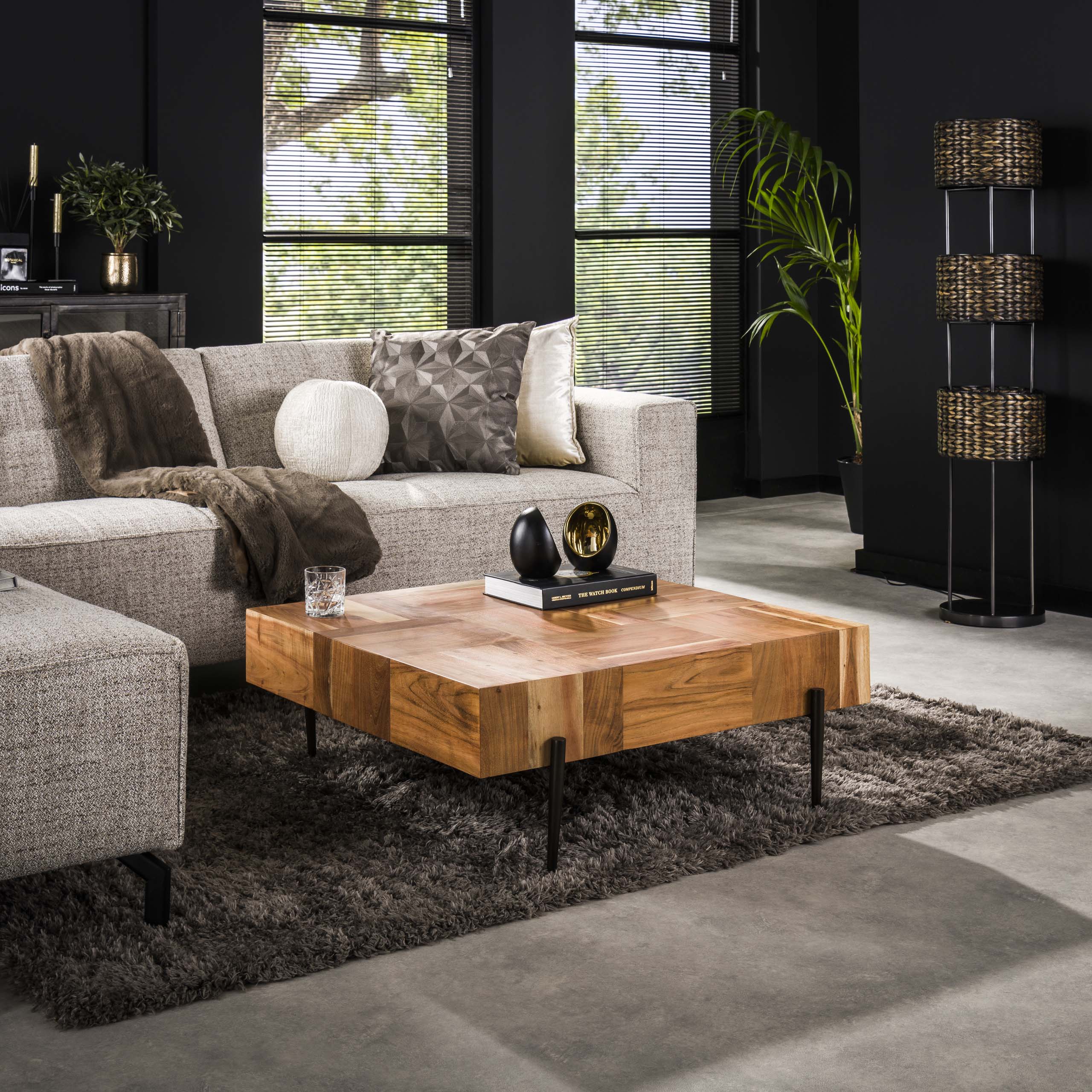 Tavolino Blocks 90x90 - Massello di acacia naturale